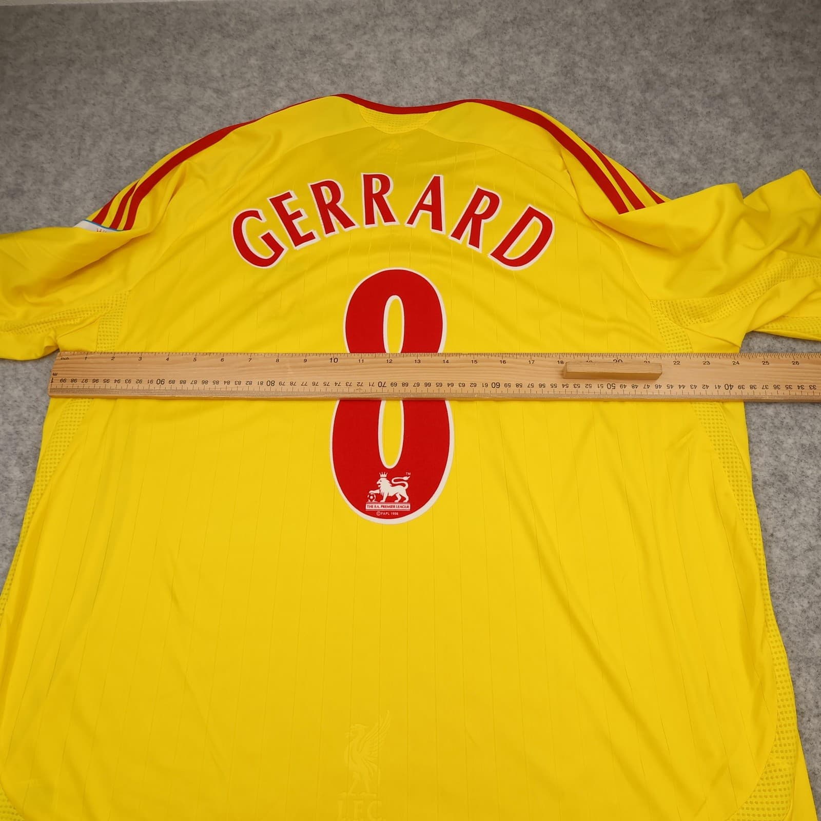 Liverpool Shirt Mens XL Yellow Away Kit 2006 2007 Adidas Gerrard 8 Soccer Jersey photo 12