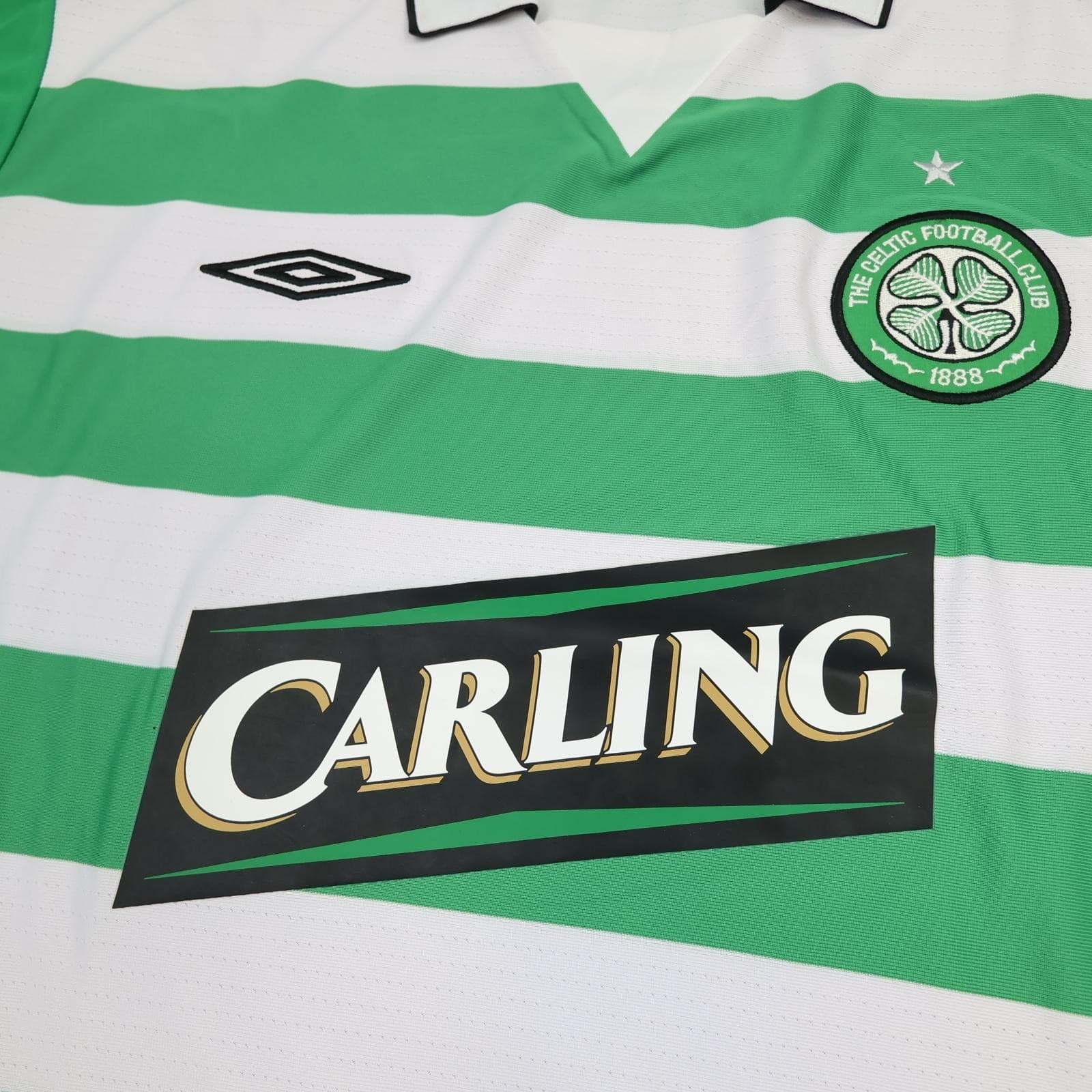 Vintage Celtic Shirt Mens 2XL Green White Home Football Umbro 2004 2005 Carling photo 3