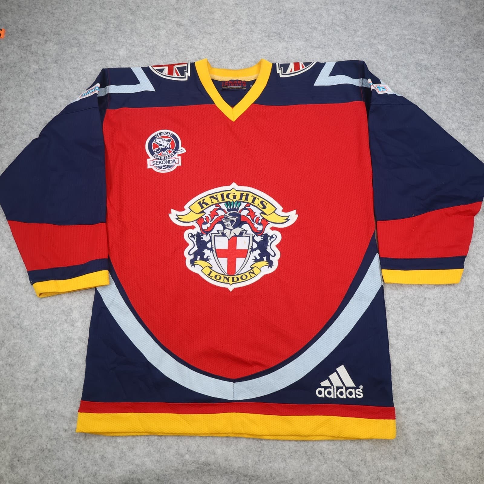 Vintage London Knights Ice Hockey Shirt Medium Adidas 1998 2000 Home Mens Jersey