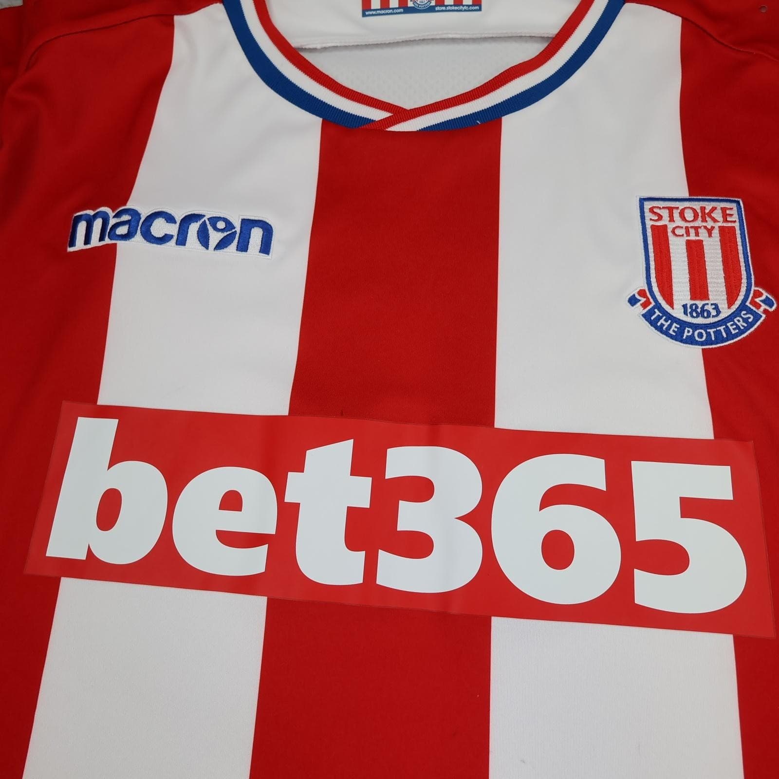 Stoke City Shirt Mens XXXL Red White Home EPL Football Macron Bet365 Jersey photo 2