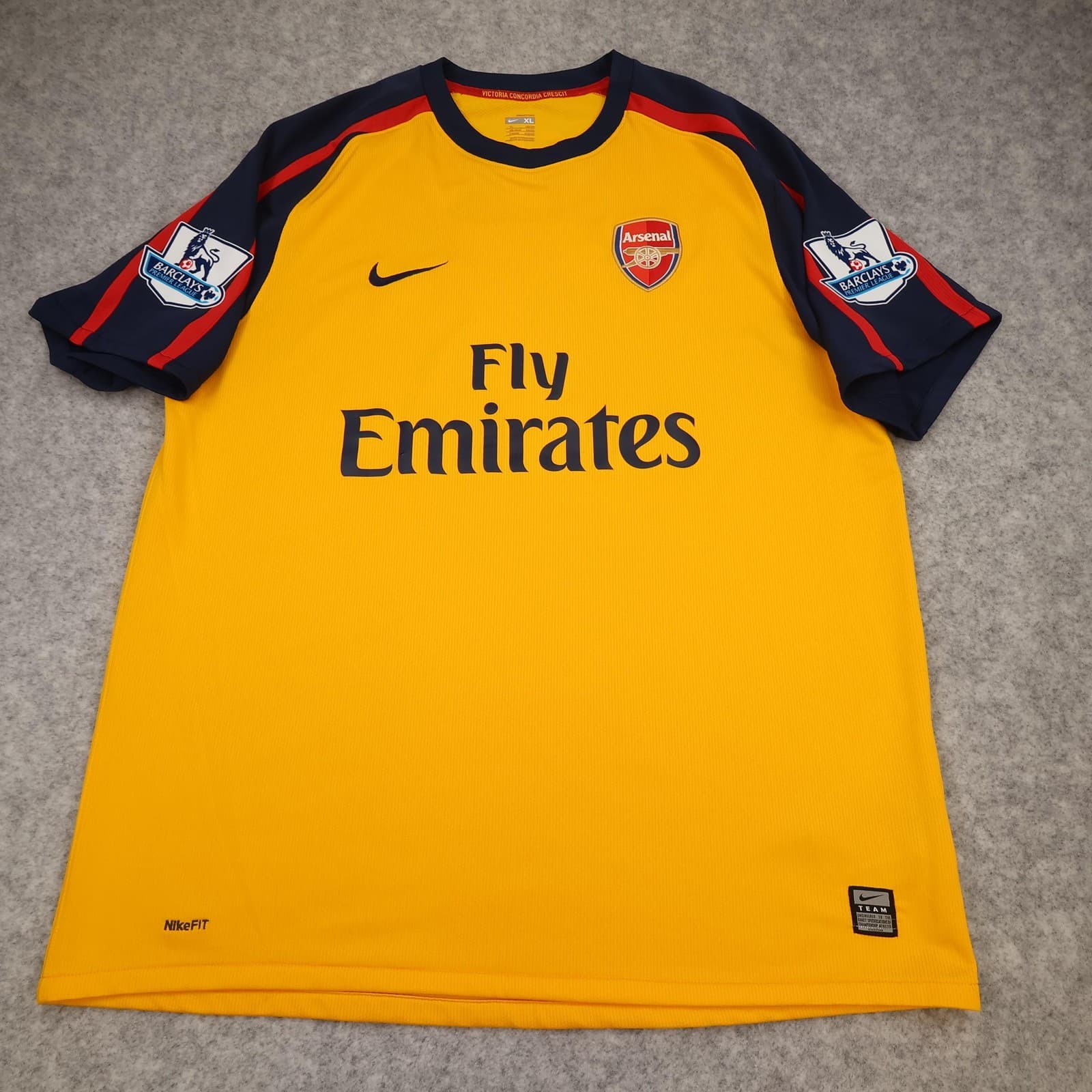 Arsenal Away Shirt Mens XL Yellow 2008 2009 Nike Rosicky 7 Soccer Jersey photo 2