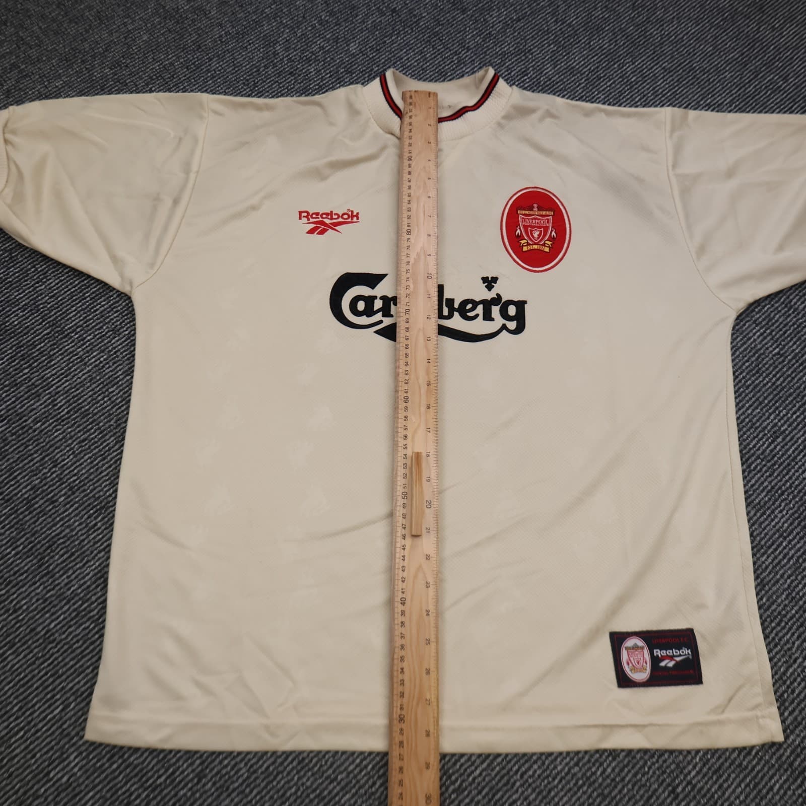 Vintage Liverpool Shirt 2XL Beige Away Kit 1996 1997 Reebok Jersey 46/48 90s photo 15