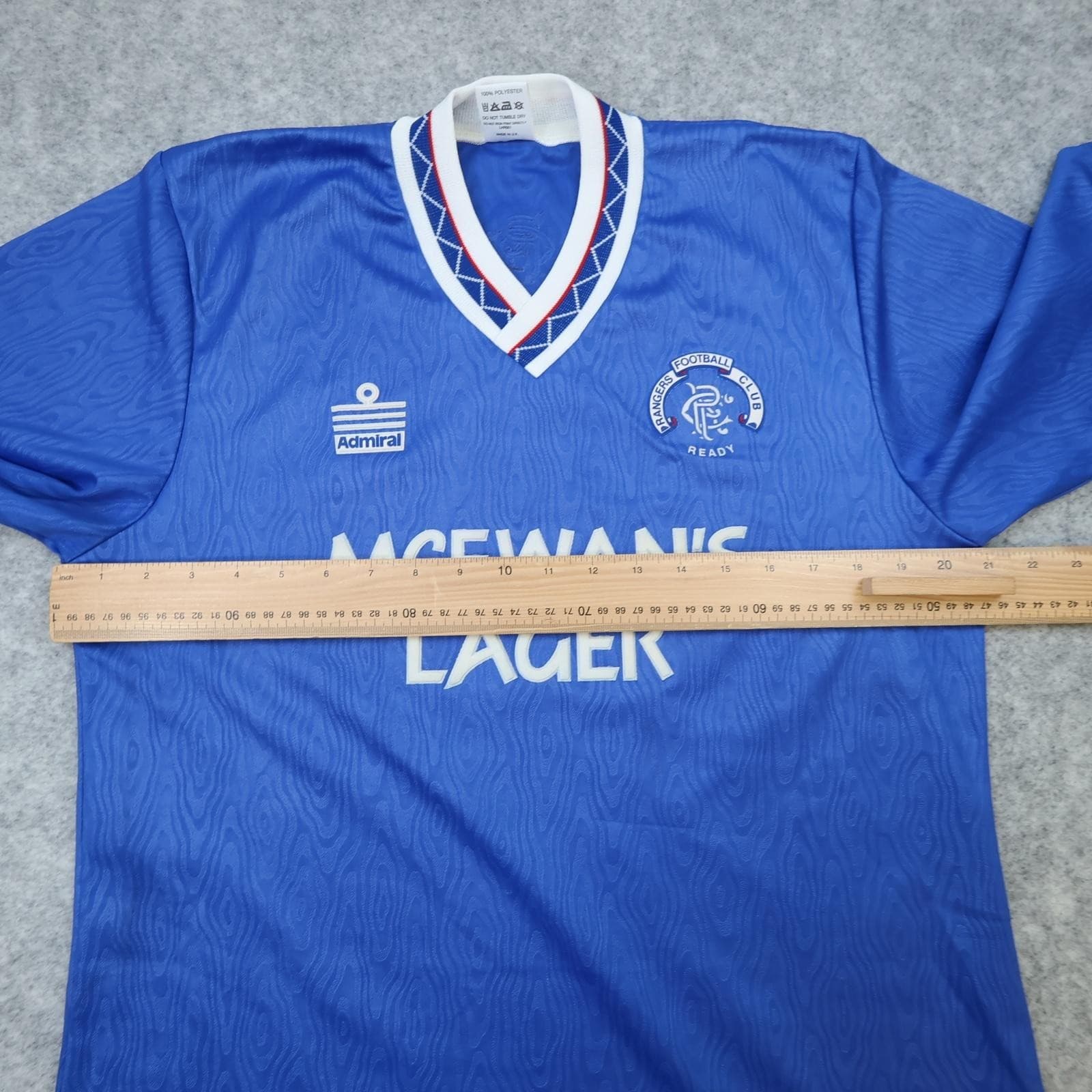 Vintage Rangers Shirt Mens Medium Blue Home 1990 1992 Admiral McEwan's Lager photo 9