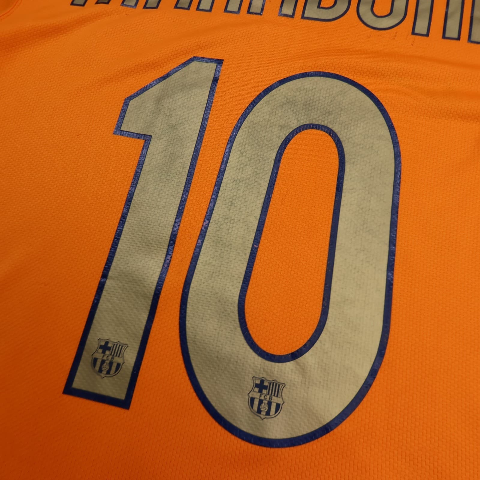 Barcelona Shirt Large Orange Away 2006 2008 Nike Football Diego Maradona Jersey photo 13