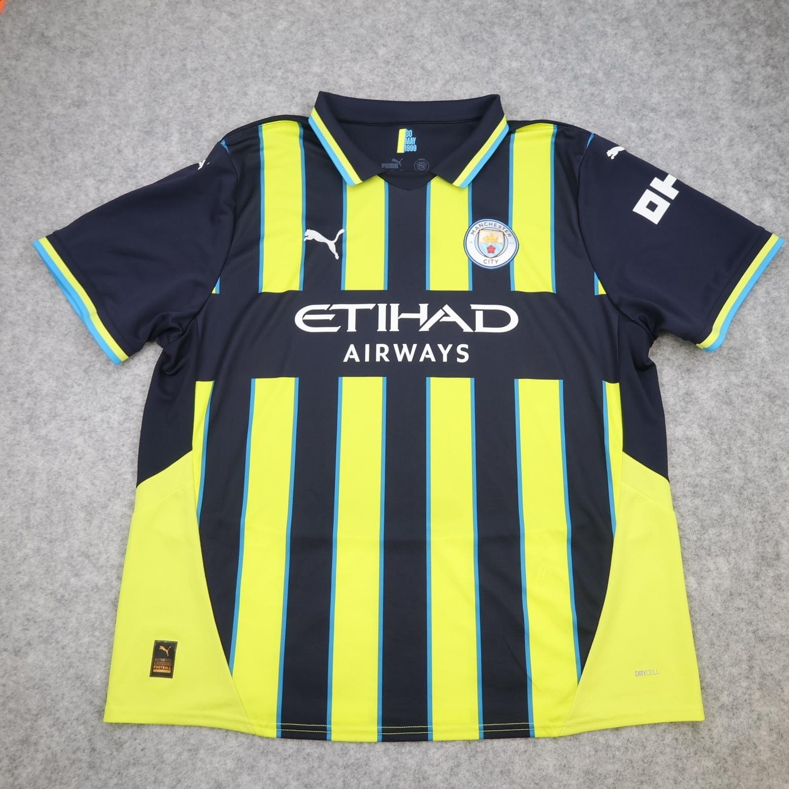 Manchester City Away Shirt Mens 2XL 2024 2025 Football Puma Yellow Striped