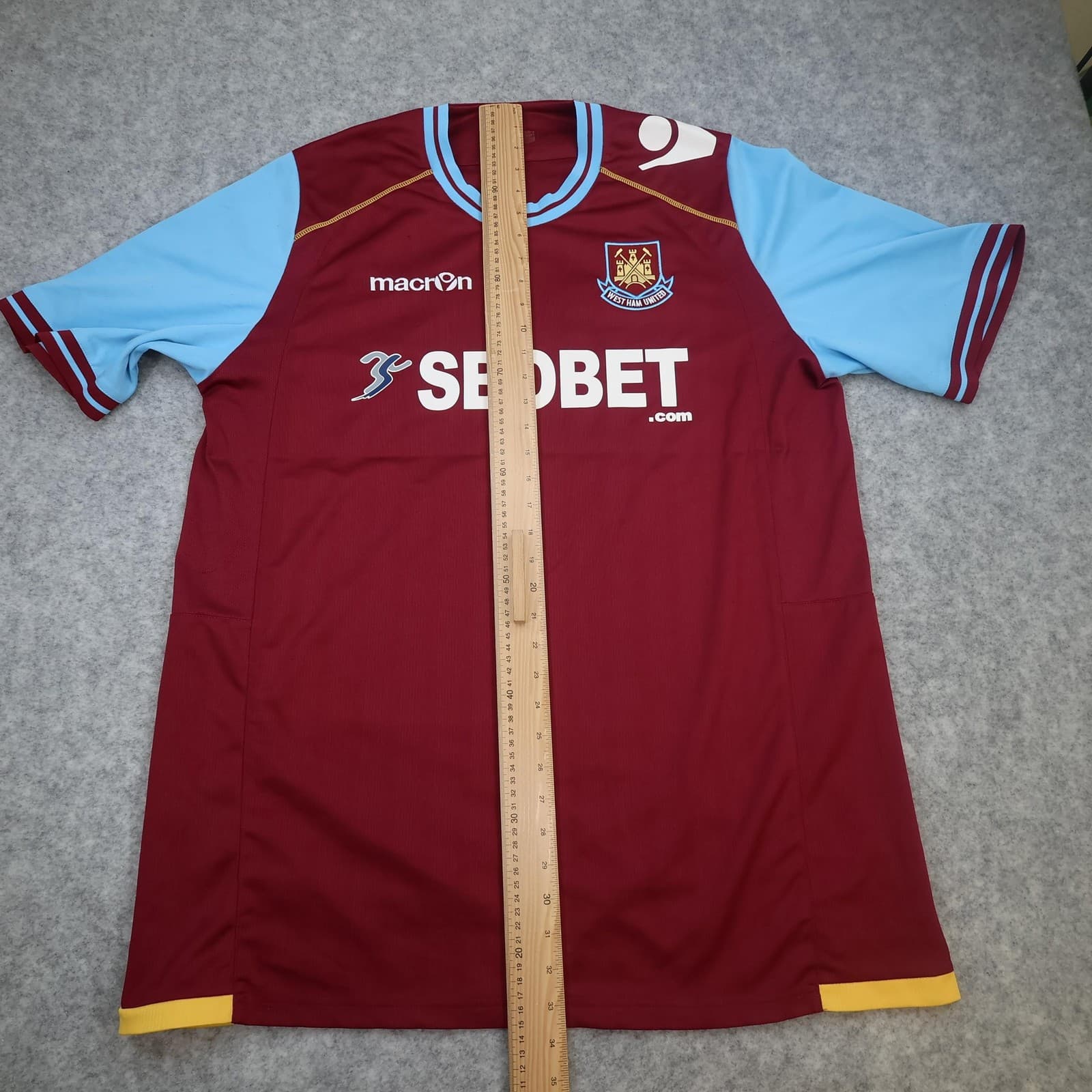 West Ham United Shirt Mens 2XL Red Home Football Macron SBOBET Soccer Jersey photo 11