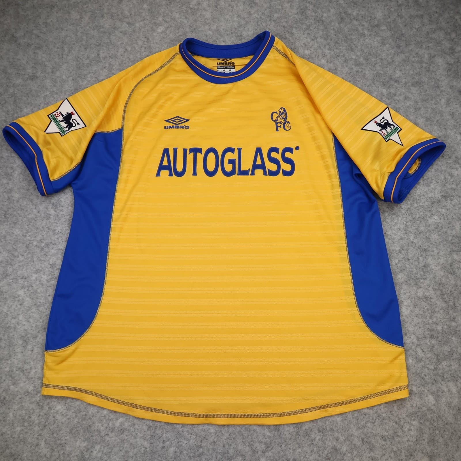 Vintage Chelsea Shirt Mens XL Yellow Away Umbro Zola 2000 2001 Soccer Jersey photo 2