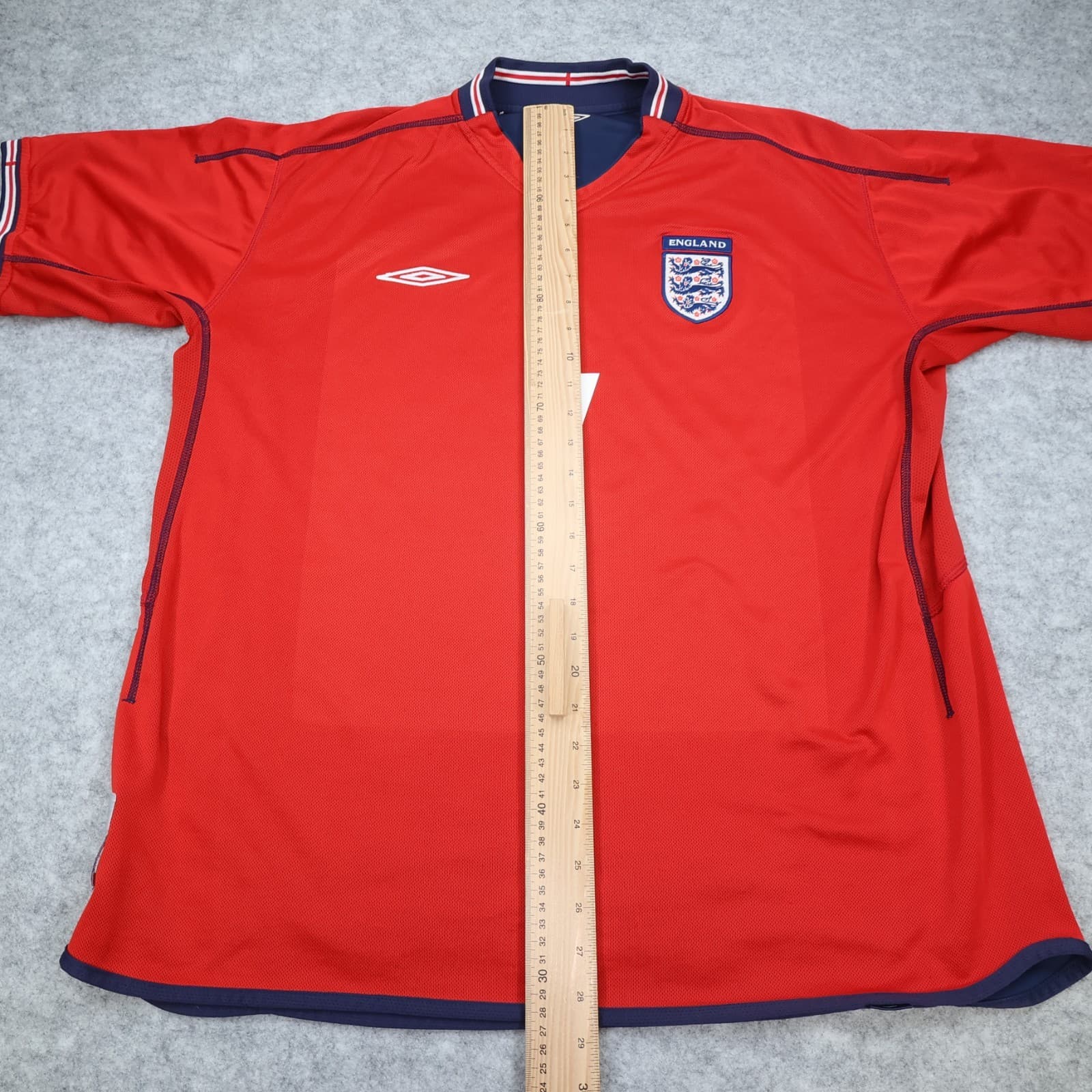 England Football Shirt Extra Large Red Away Kit 2002 2004 Jersey David Beckham 7 photo 12