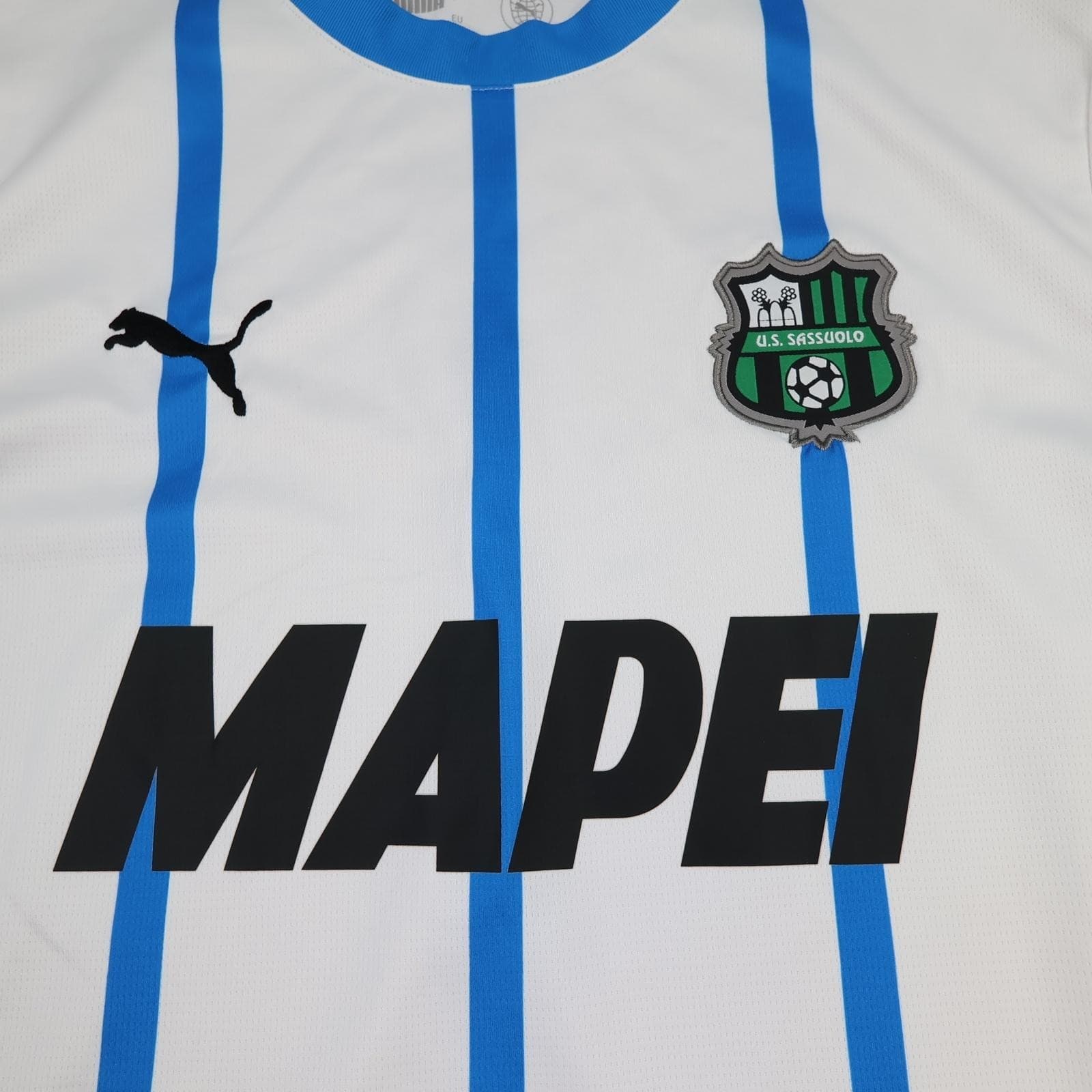 US Sassuolo Shirt Mens Large White 2024 2025 Home Blue Puma DryCELL Jersey photo 3