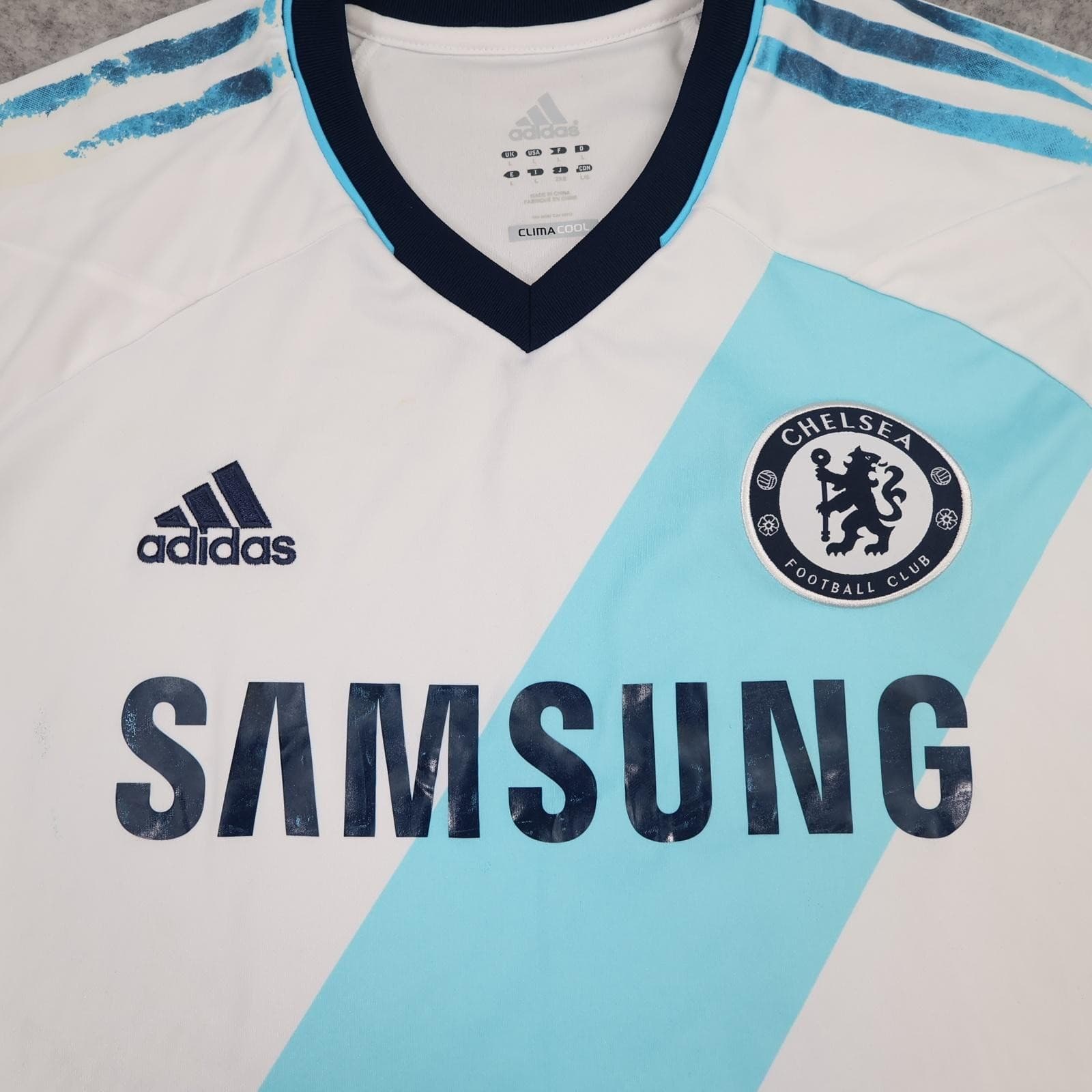 Chelsea Shirt Mens Large White Away 2012 2013 Football Adidas Samsung Jersey photo 3