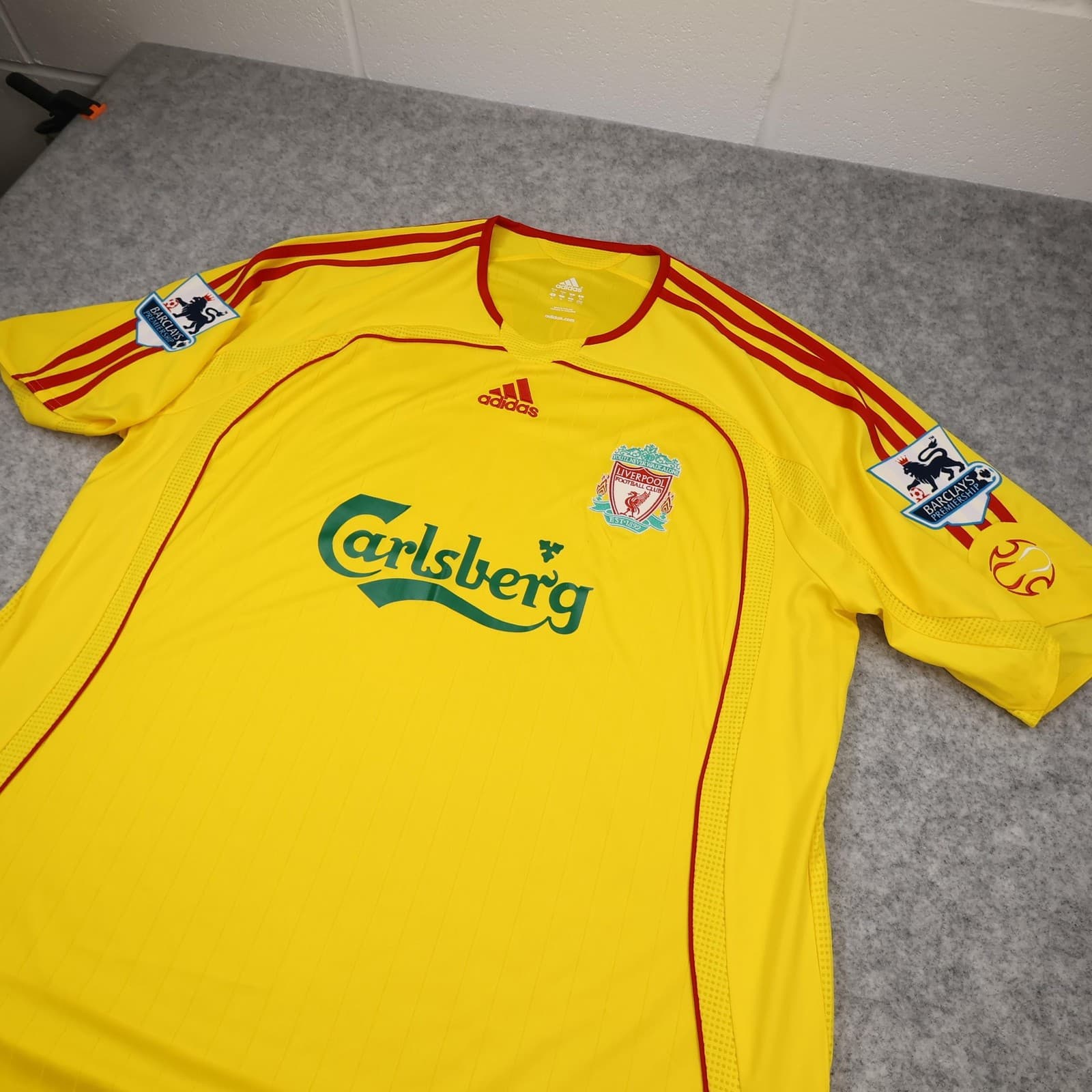 Liverpool Shirt Mens XL Yellow Away Kit 2006 2007 Adidas Gerrard 8 Soccer Jersey photo 8
