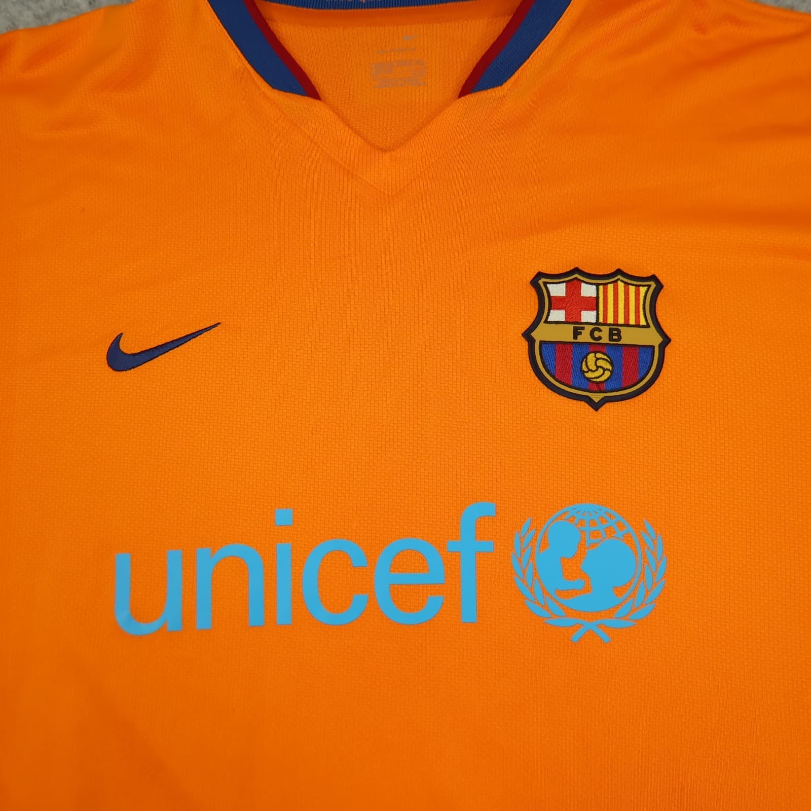 Vintage Barcelona Shirt 2XL Orange Away Kit 2006 2007 Nike Soccer Jersey photo 3