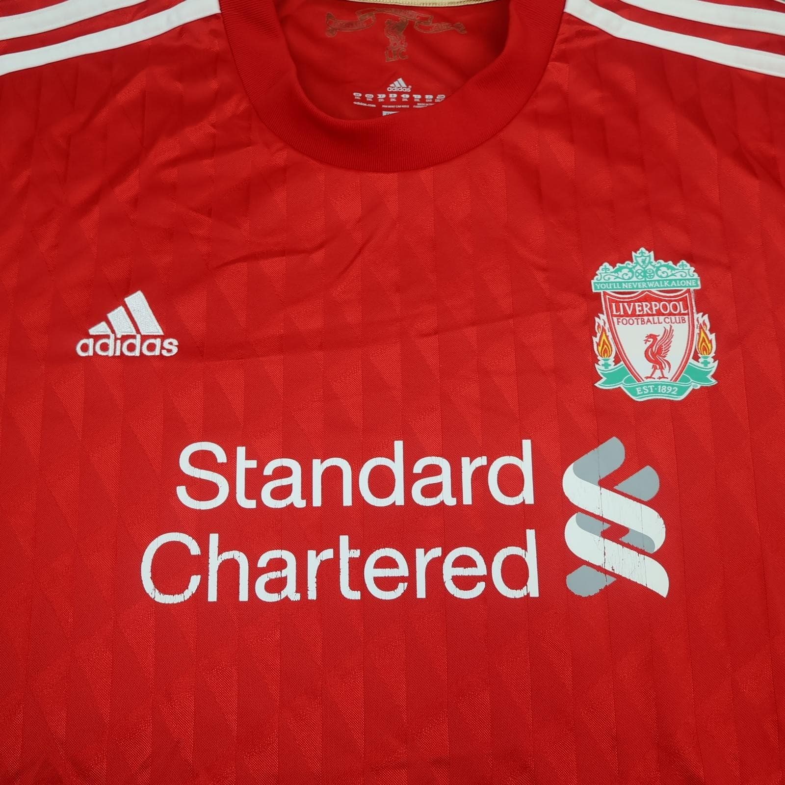 Liverpool Shirt Mens 2XL Red Home 2010 2012 Football Adidas Standard Chartered photo 3