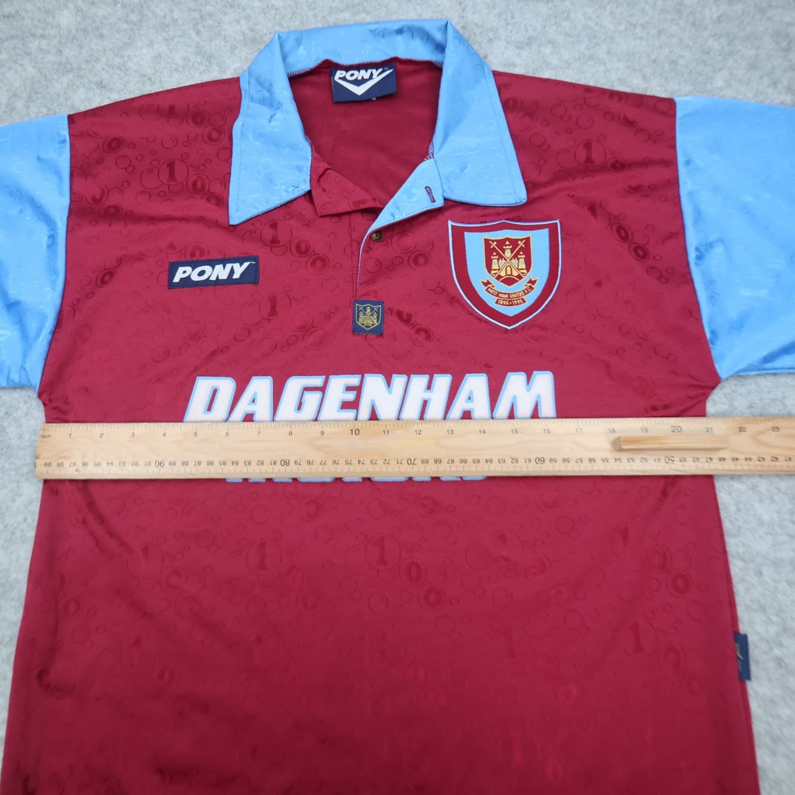 Vintage West Ham Shirt Medium Blue 1995 1997 Pony Home Shirt Soccer Jersey photo 10