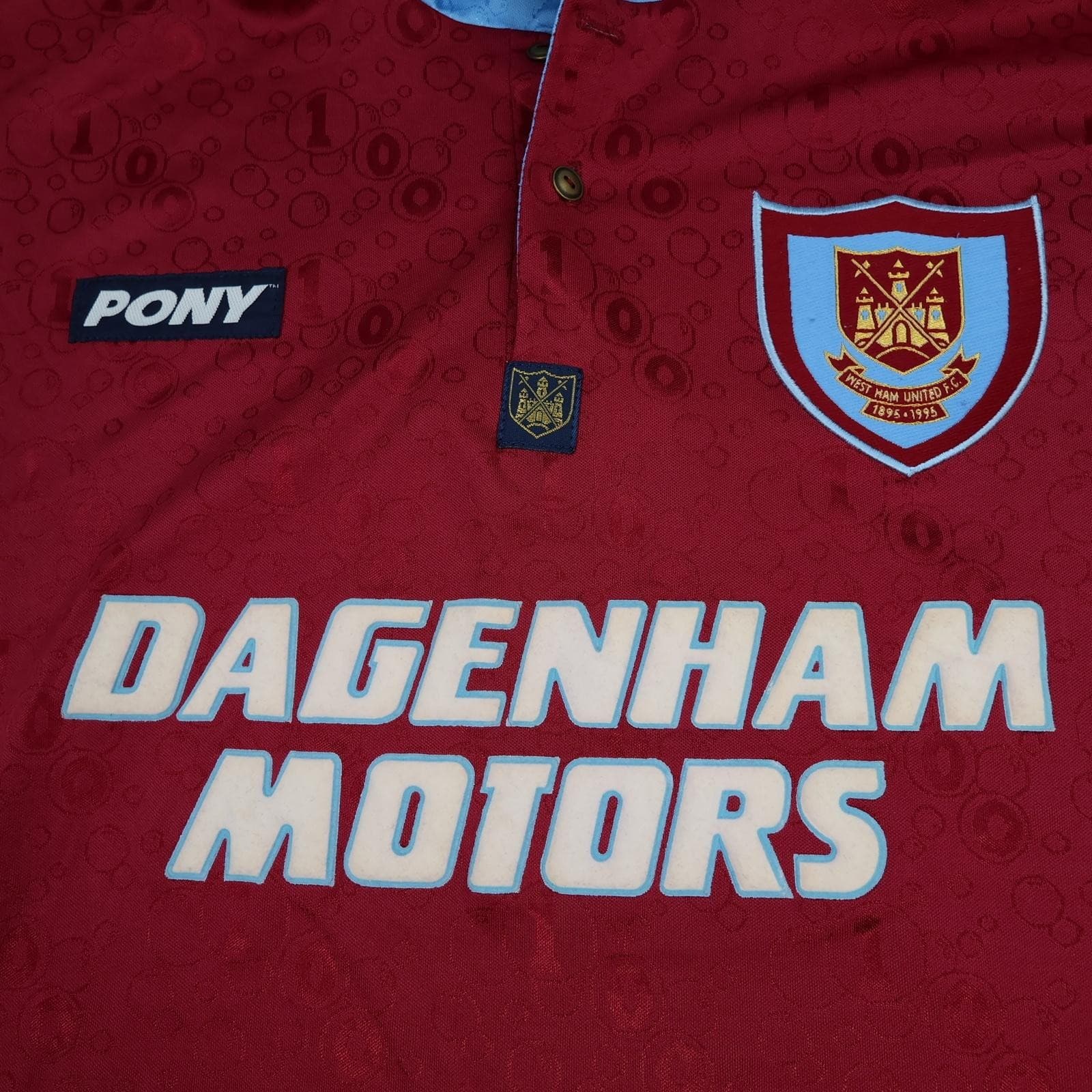 Vintage West Ham United Shirt Mens XL Red Home 1995 1997 Pony Dagenham Motors photo 3