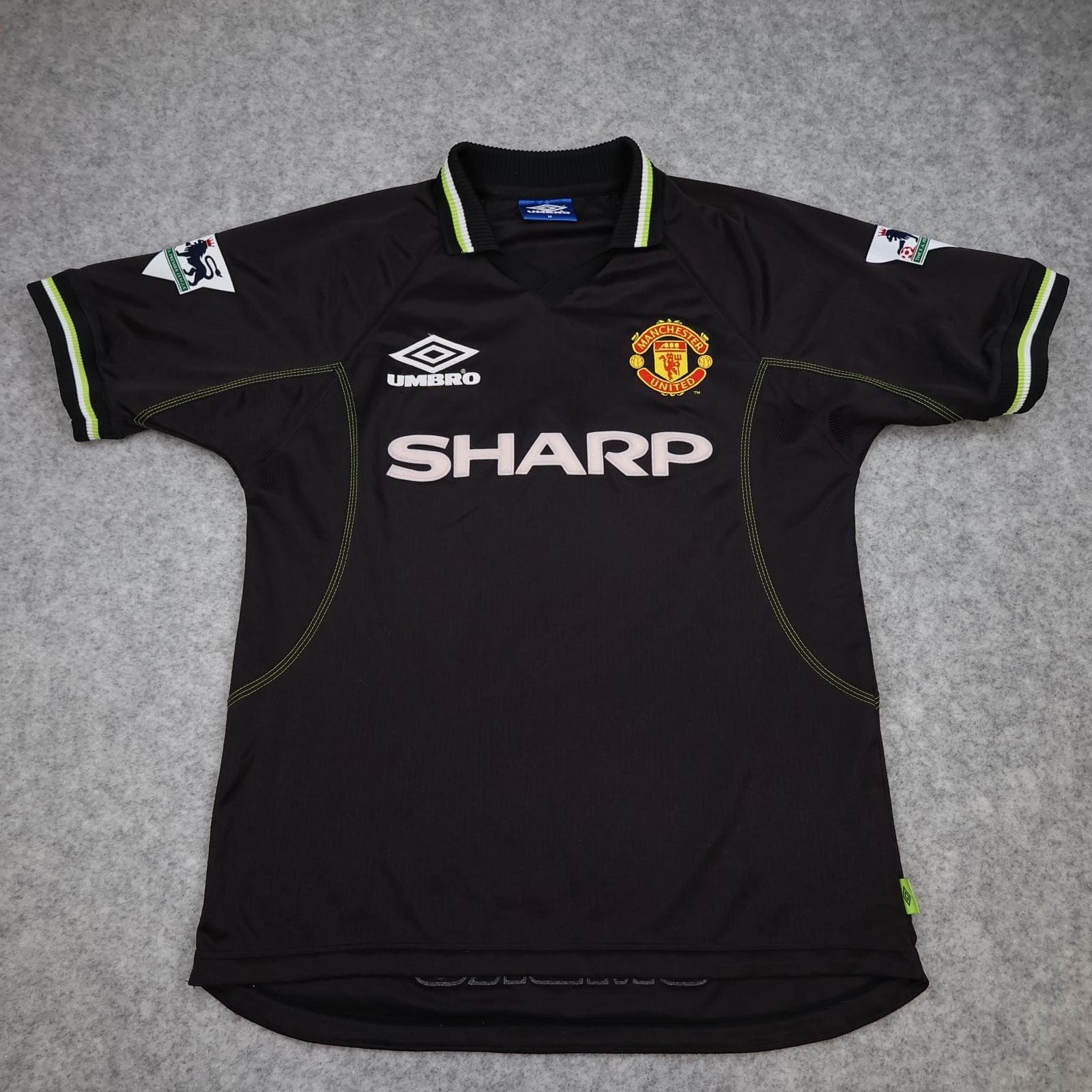 Vintage Manchester United Shirt Mens Medium Black 3rd Kit 1998 1999 Umbro Stam 6 photo 2