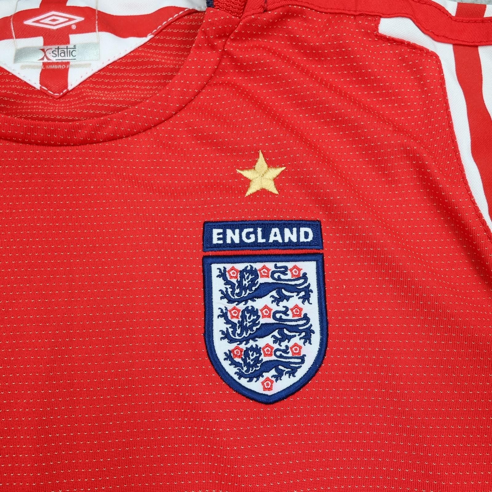 Vintage England Away Shirt Boys 13-14 Years Red 2004 2006 Football Umbro Jersey photo 3