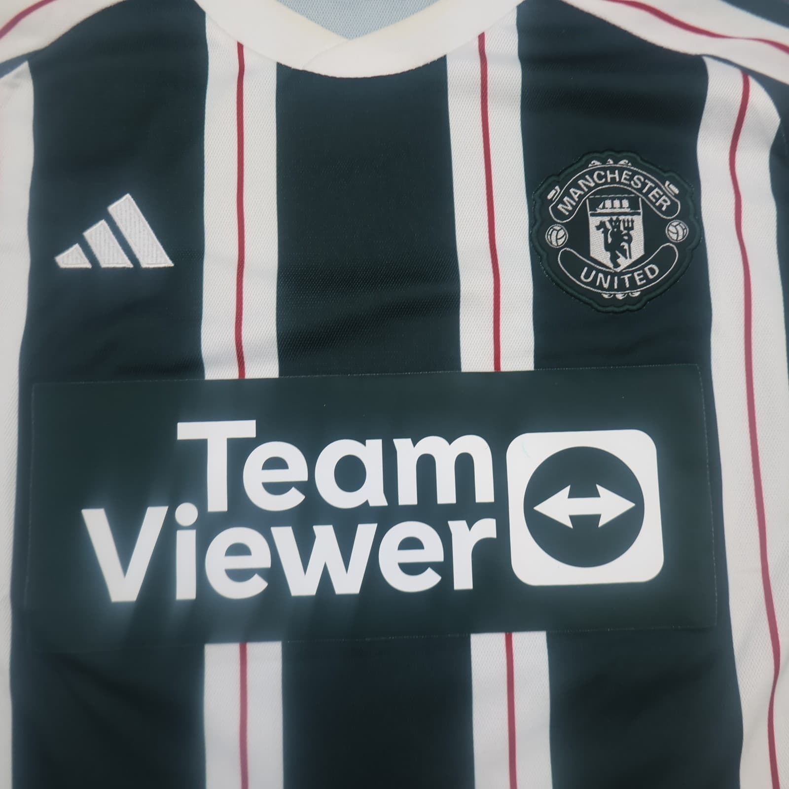 Manchester United Shirt Medium White Green Away Kit 2023 2024 Adidas Jersey photo 3