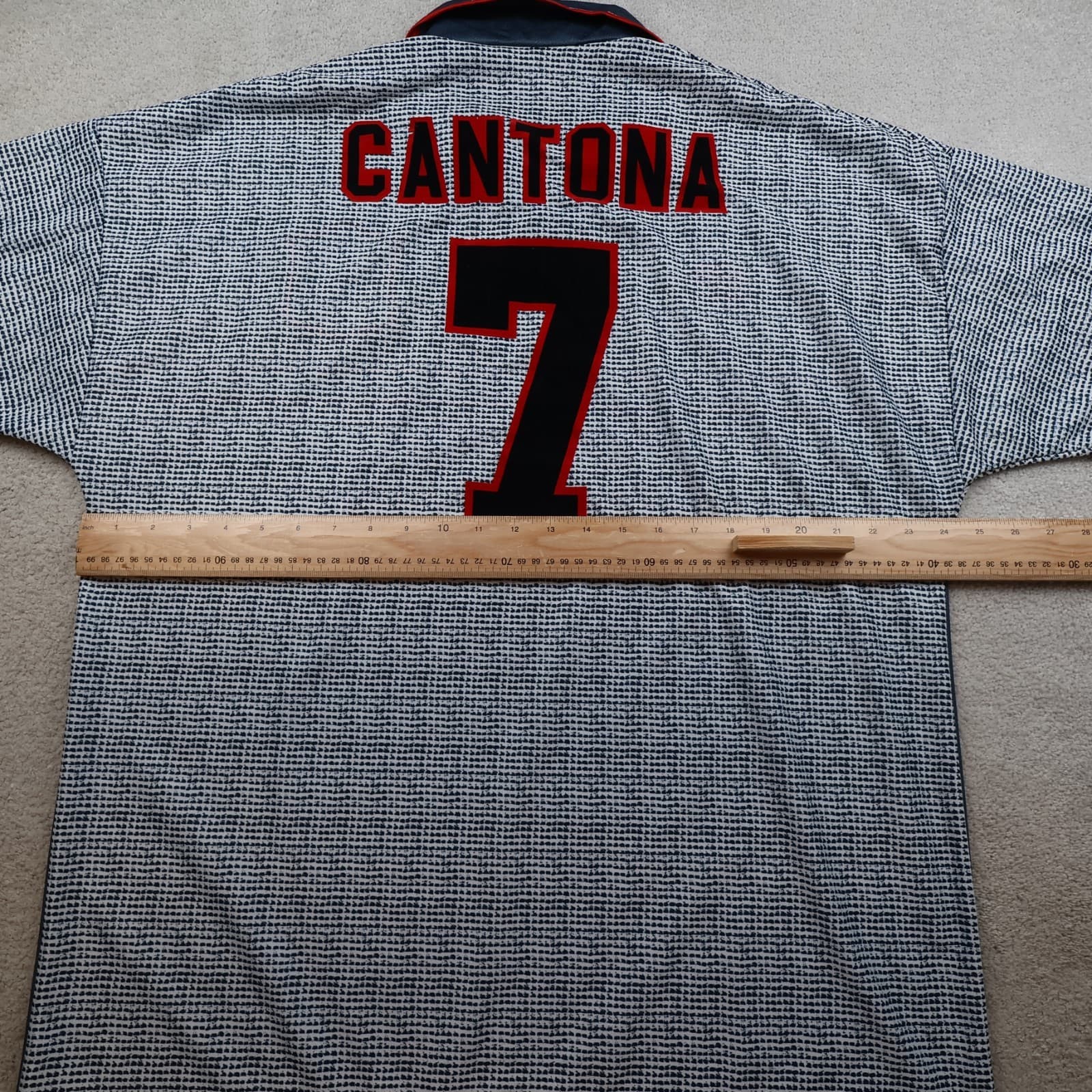 Vintage Manchester United Shirt Extra Large Grey Away 1995 1996 Jersey Cantona 7 photo 11