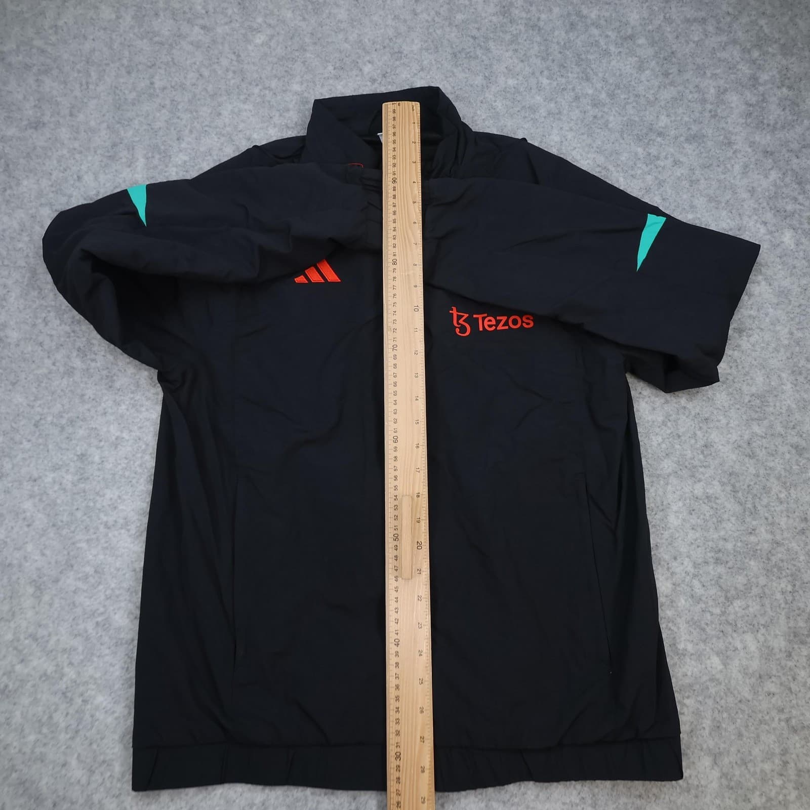 Manchester United Jacket Mens Large Black Football Adidas Tezos 22 23 Tracksuit photo 10