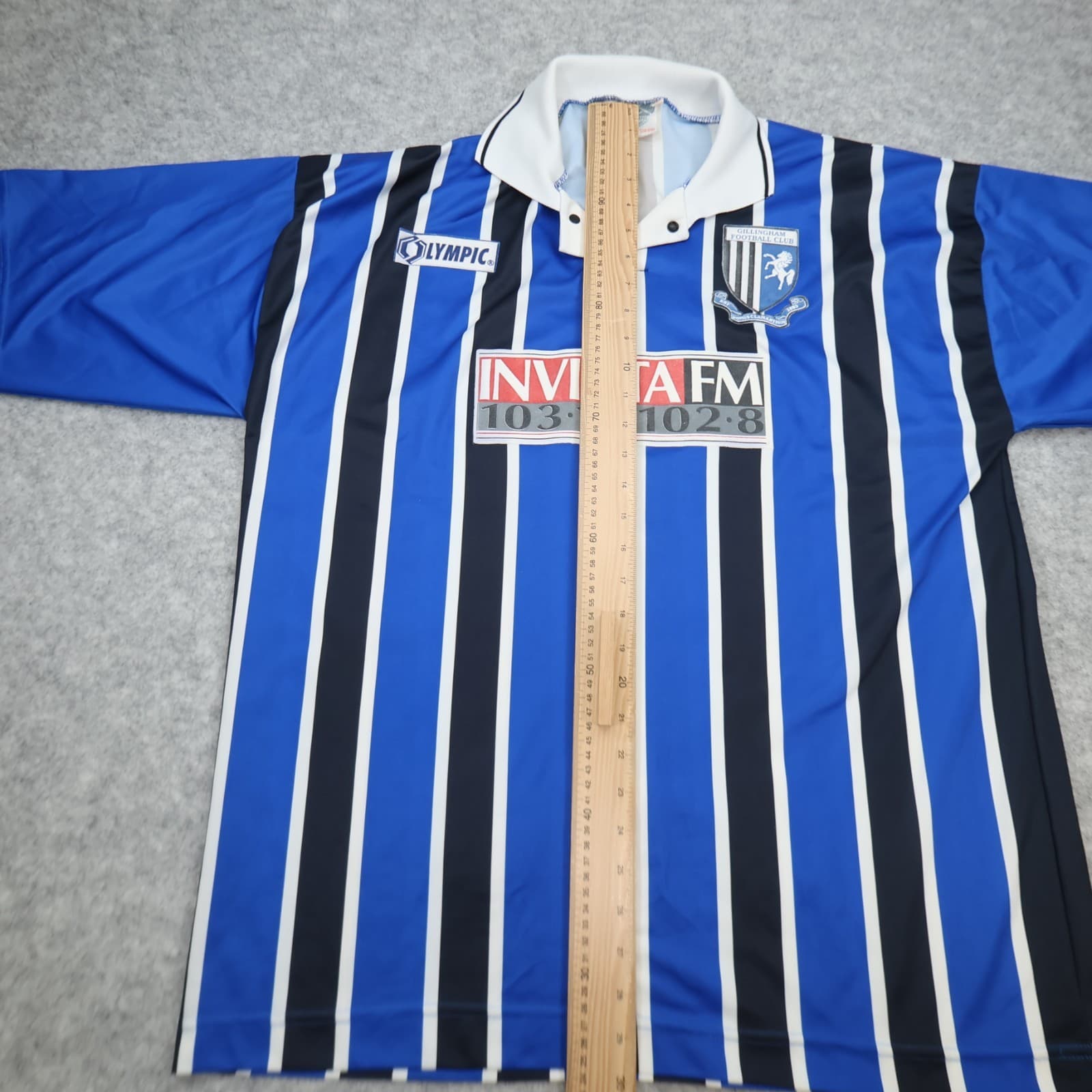 Vintage Gillingham FC Shirt Extra Large Blue Black Home Kit 1995 1996 Olympic photo 13