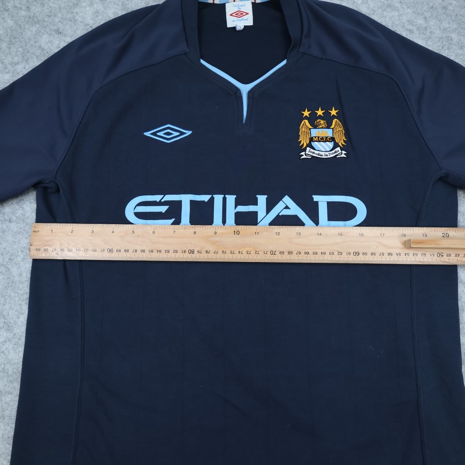 Manchester City Shirt Large Navy Away Kit 2010 2012 Umbro Soccer Jersey photo 10