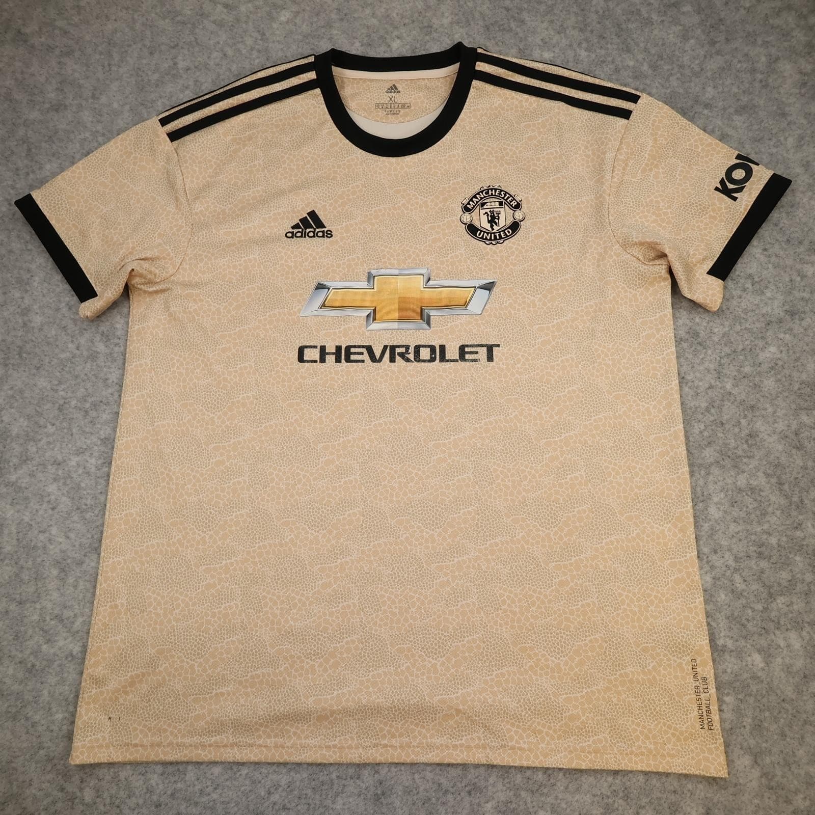 Manchester United Away Shirt Mens XL Beige 2019 2020 Soccer Adidas Jersey