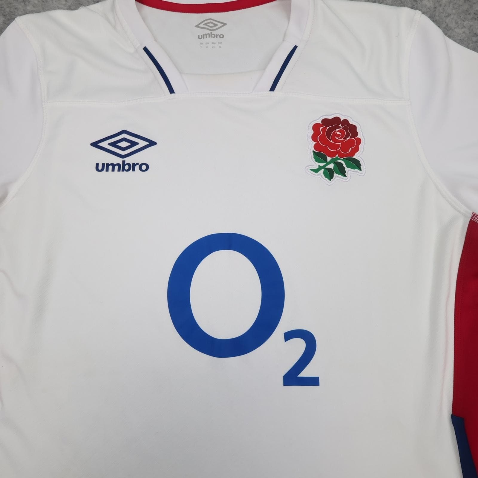 England Rugby Shirt Mens XL White Home Rugby Union Umbro O2 2020 2021 Jersey photo 3