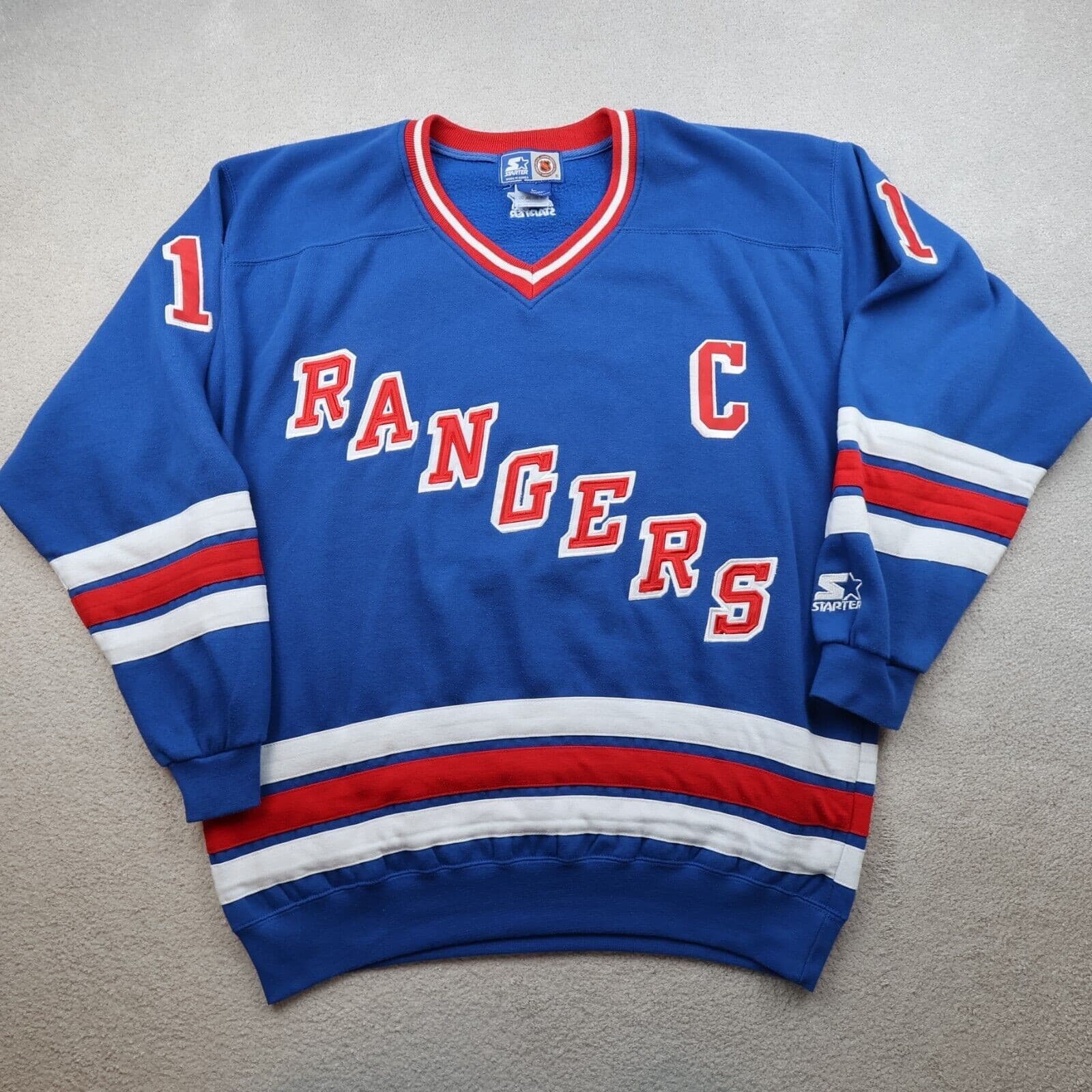 Vintage New York Rangers Jersey Large Starter NHL 1996 1997 90s Mark Messier photo 2