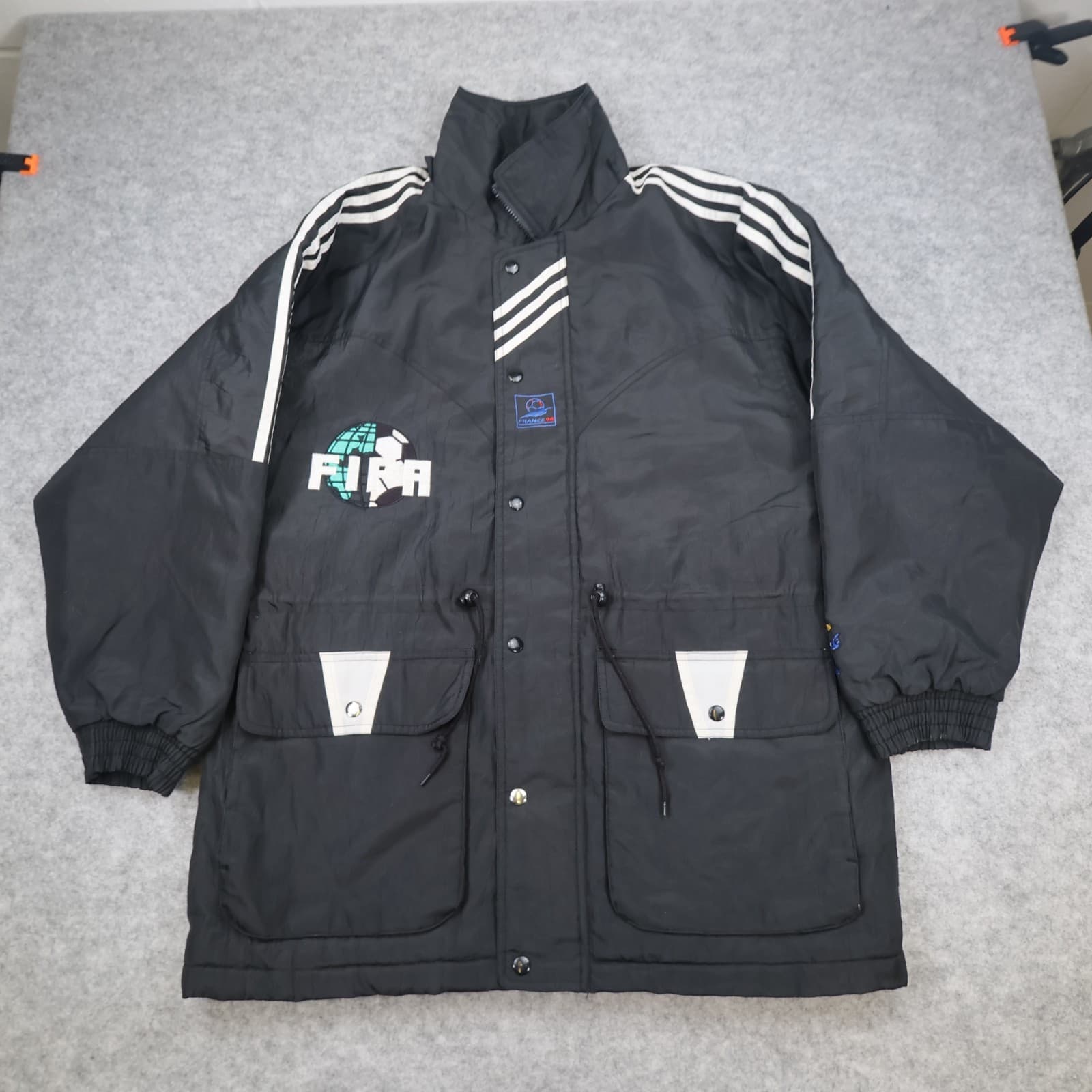 Vintage Football Jacket Extra Large Black 1998 Fifa World Cup Padded Official