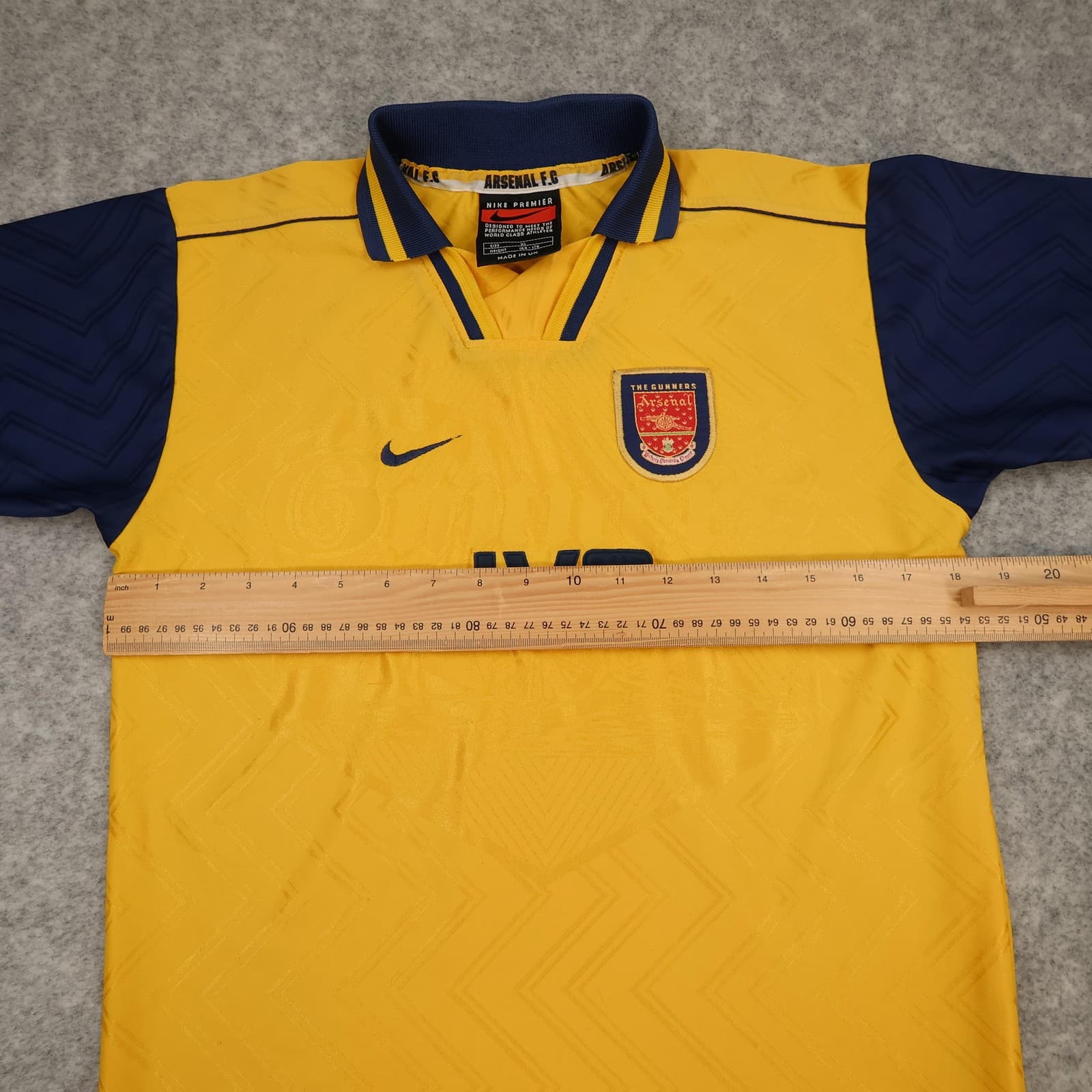 Vintage Arsenal Shirt XL Boys Yellow Away 1996 1997 Football Nike JVC Jersey photo 11