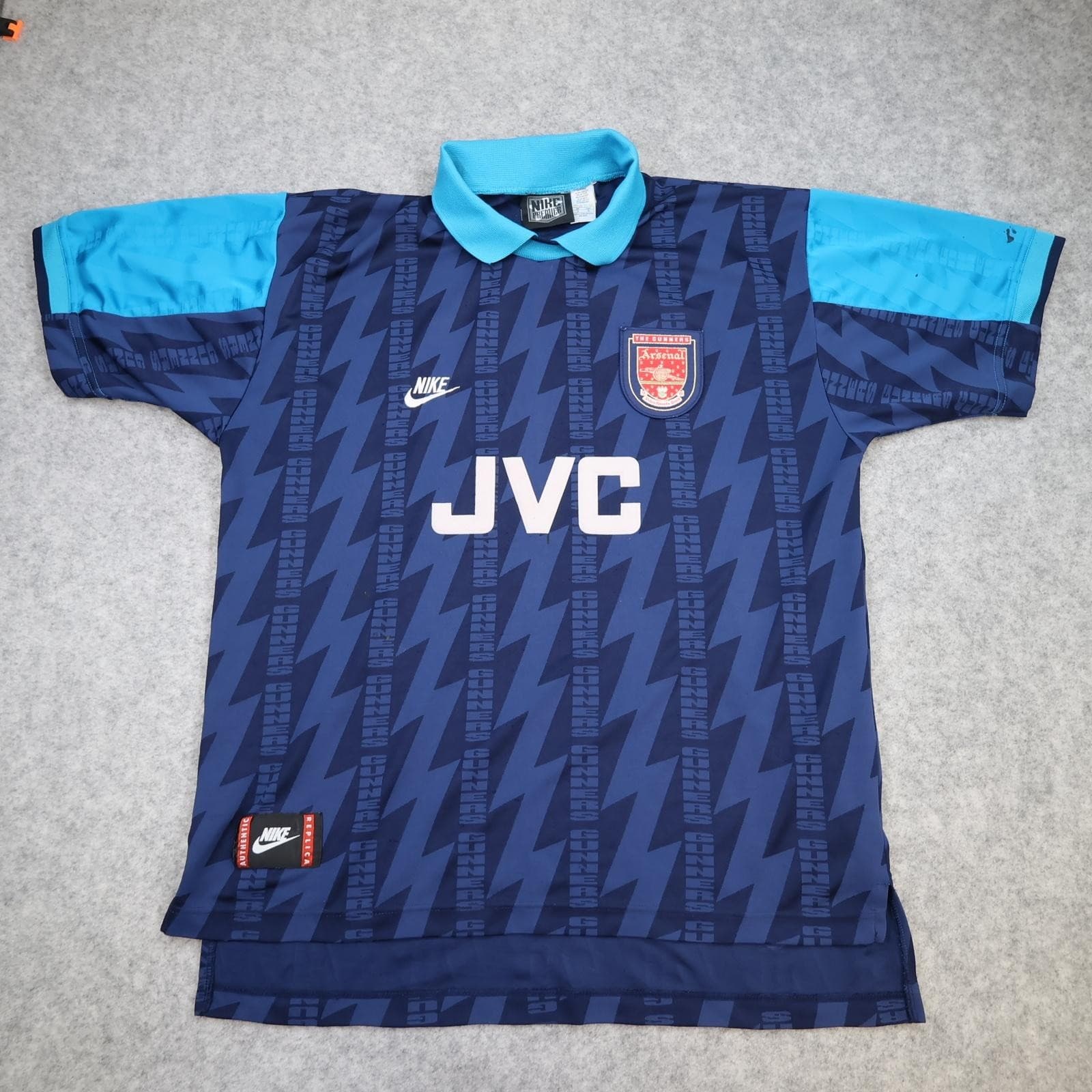 Vintage Arsenal Away Shirt Mens XL Blue 1994 1995 Football Nike JVC Jersey