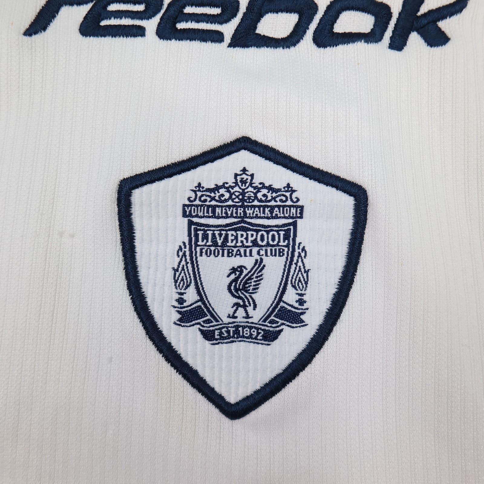 Vintage Liverpool Shirt Large White Away Kit 2001 2003 Reebok 40 42 Jersey photo 5