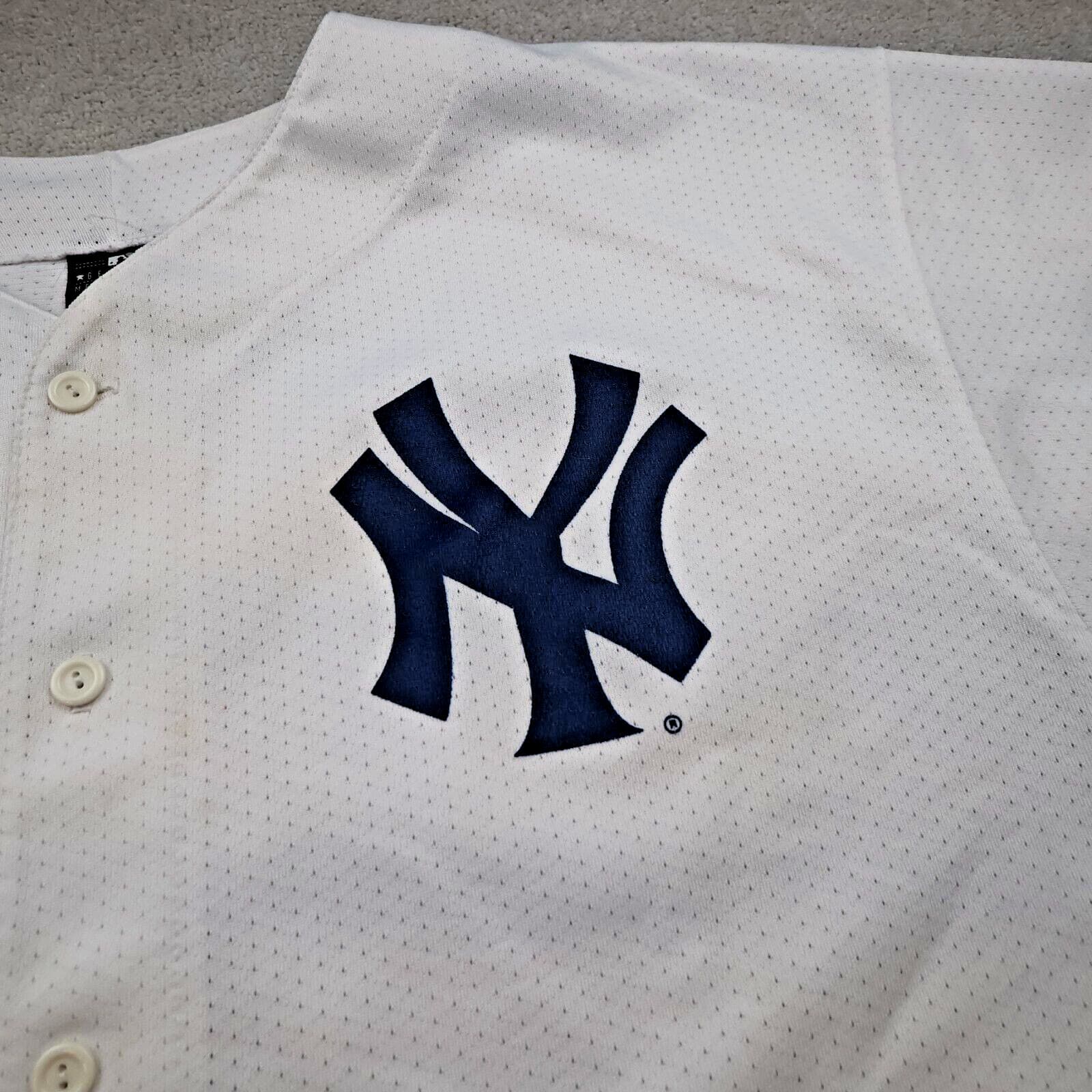 Vintage New York Yankees Jersey 2XL White Majestic Baseball Shirt Derek Jeter photo 3