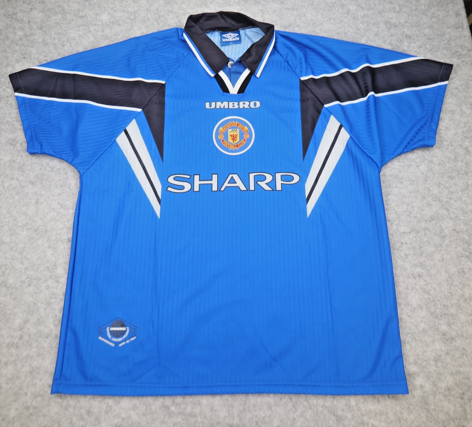 Vintage Manchester United Shirt 2XL Blue Third Kit 1996 1998 Umbro Soccer Jersey