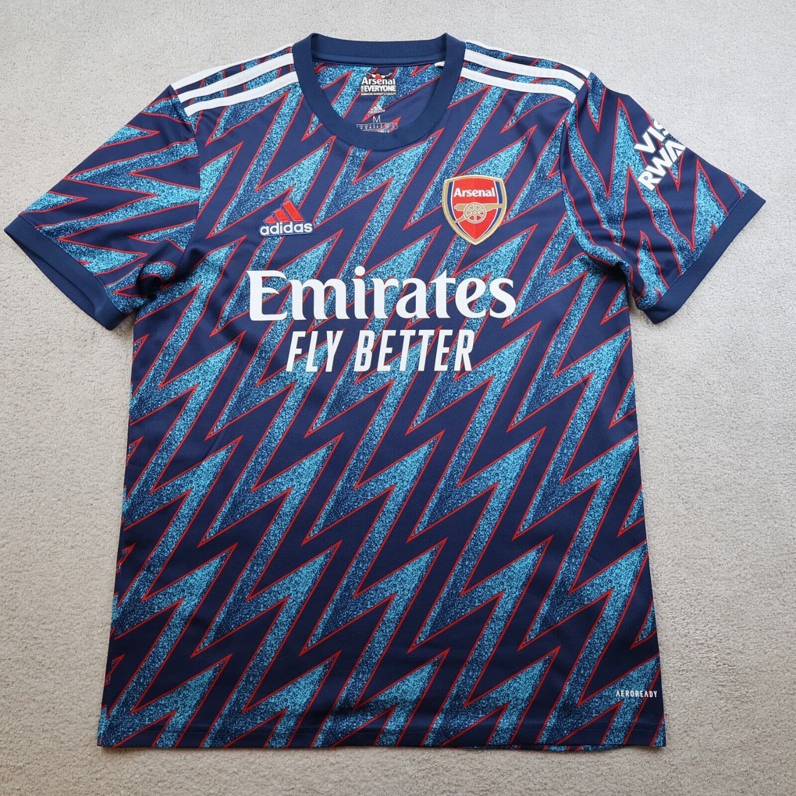 Arsenal Shirt Medium Blue Third Kit 2021 2022 Adidas Football Jersey Saka 7 photo 2