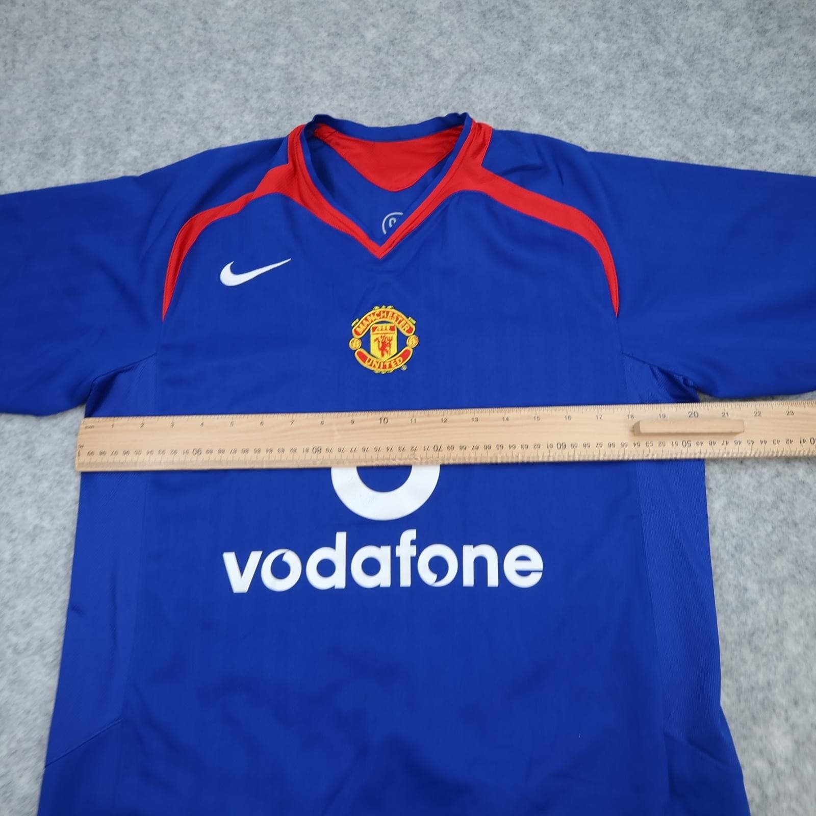Vintage Manchester United Shirt Mens Medium Blue Away 2005 2006 Nike Vodafone photo 12