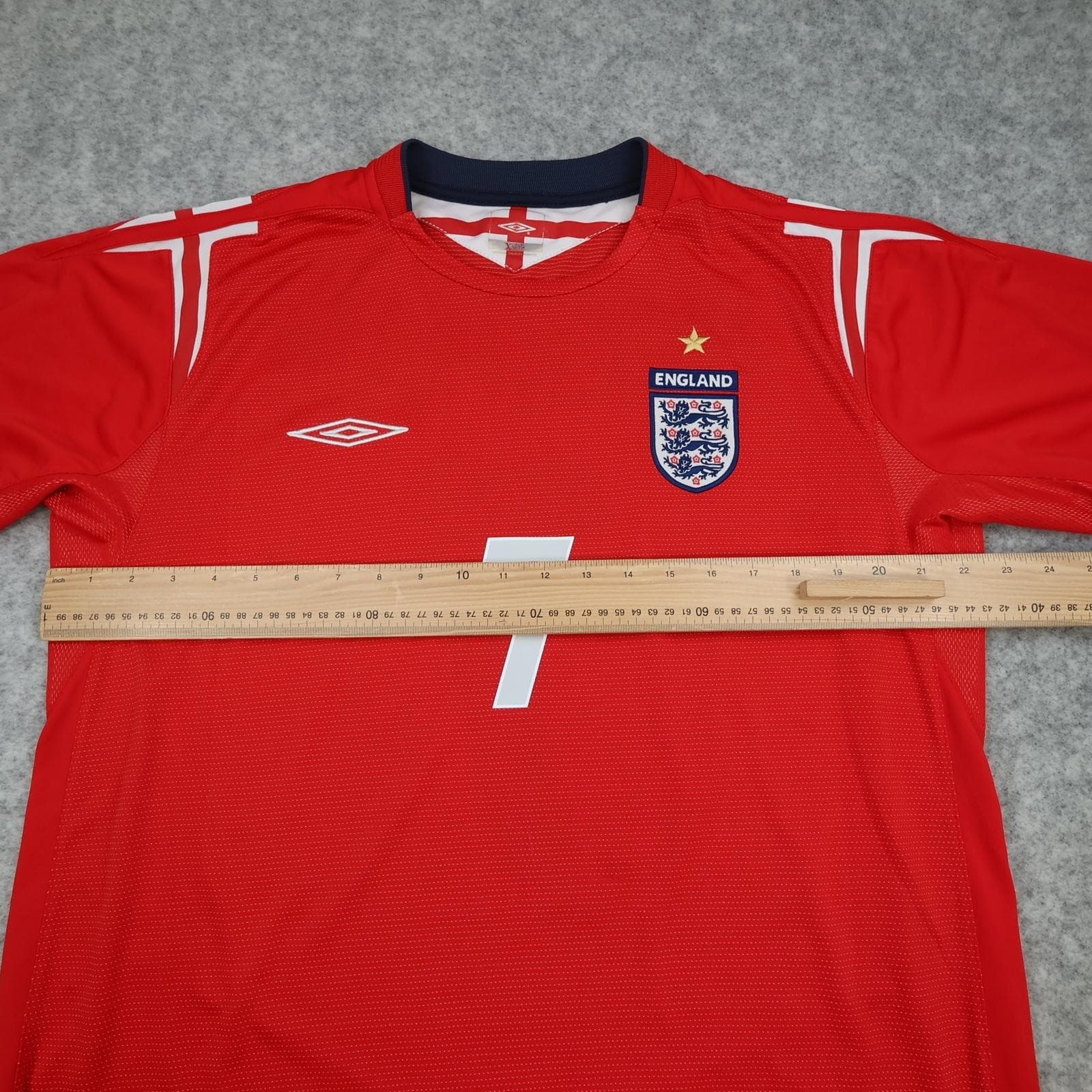 Vintage England Away Shirt Mens XL Red 2004 2006 Football Umbro David Beckham 7 photo 15