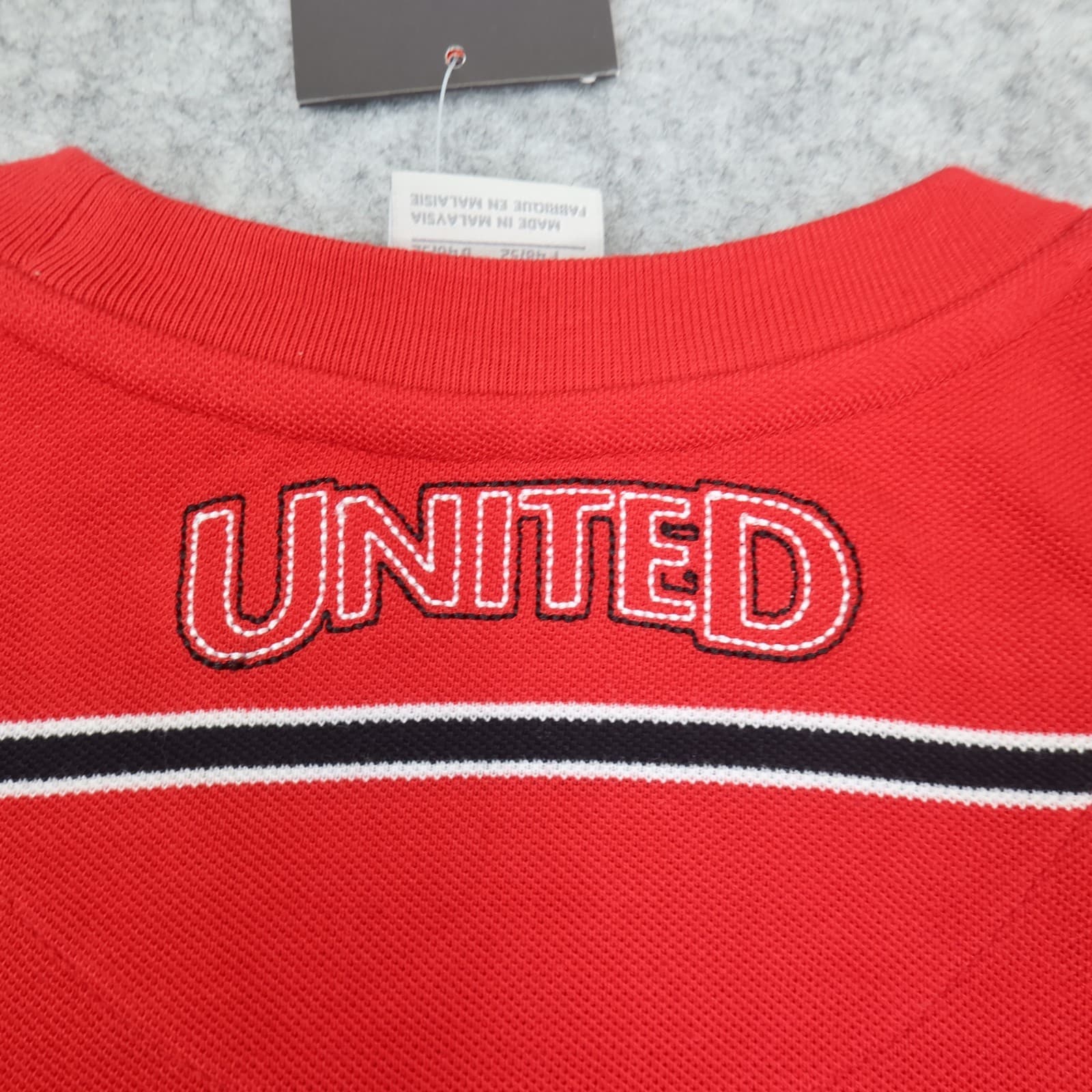 Manchester United Shirt Medium Red Polo Top Nike 1/4 Zip Striped MUFC photo 15