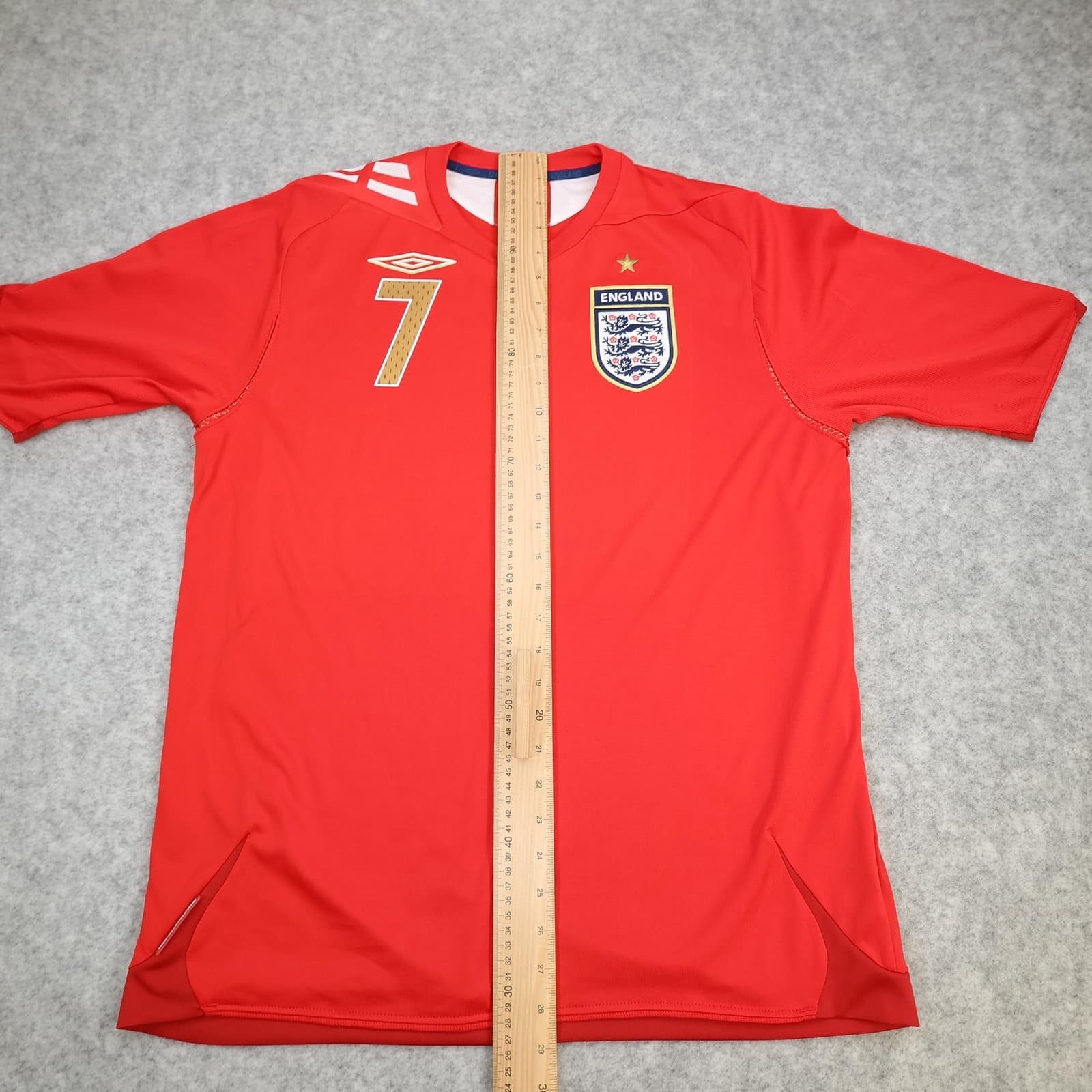 England Away Shirt Mens Large Red 2006 2008 Football Umbro Beckham 7 Jersey photo 10