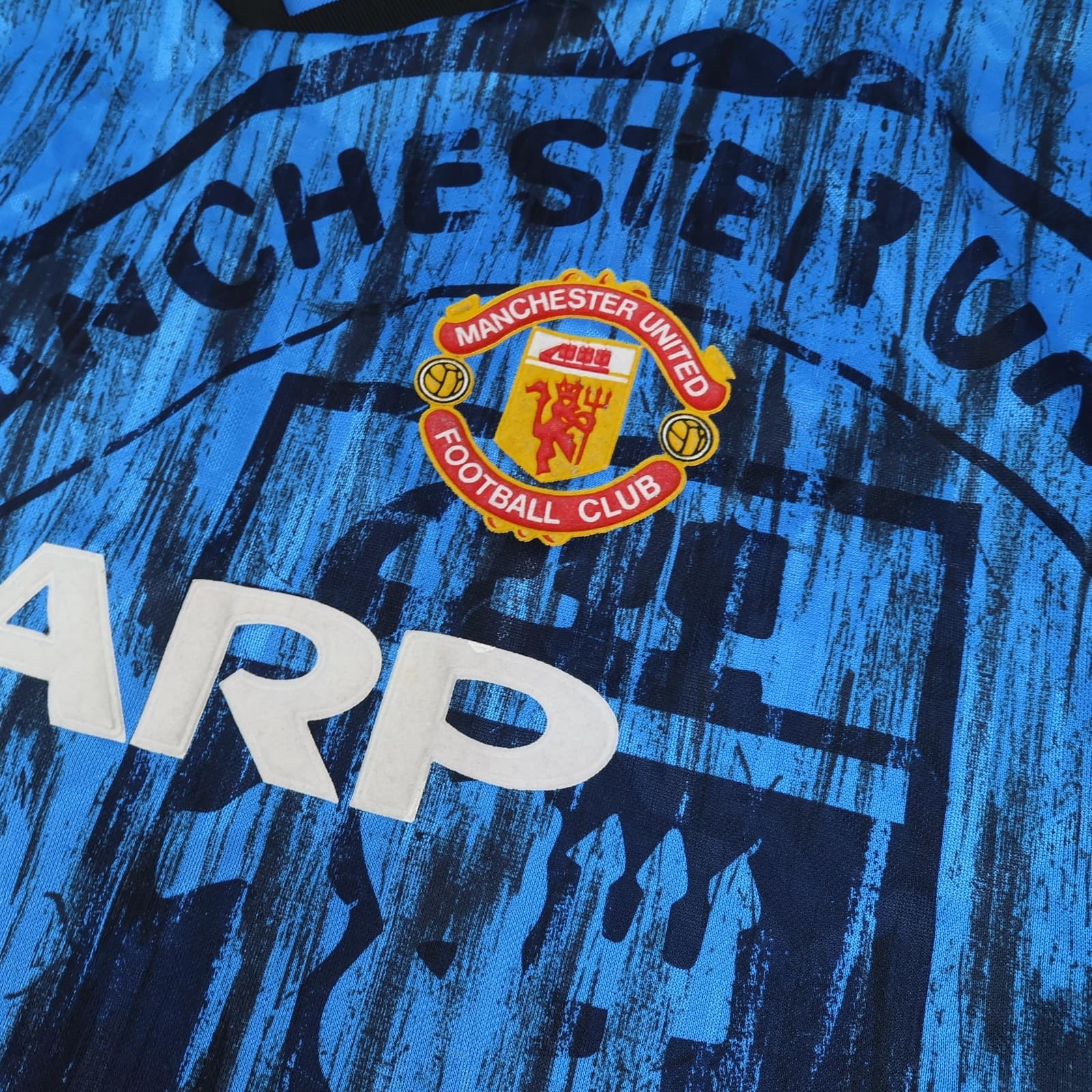 Vintage Manchester United Shirt Mens XL Blue 3rd 1990 1992 Umbro Sharp Jersey photo 5