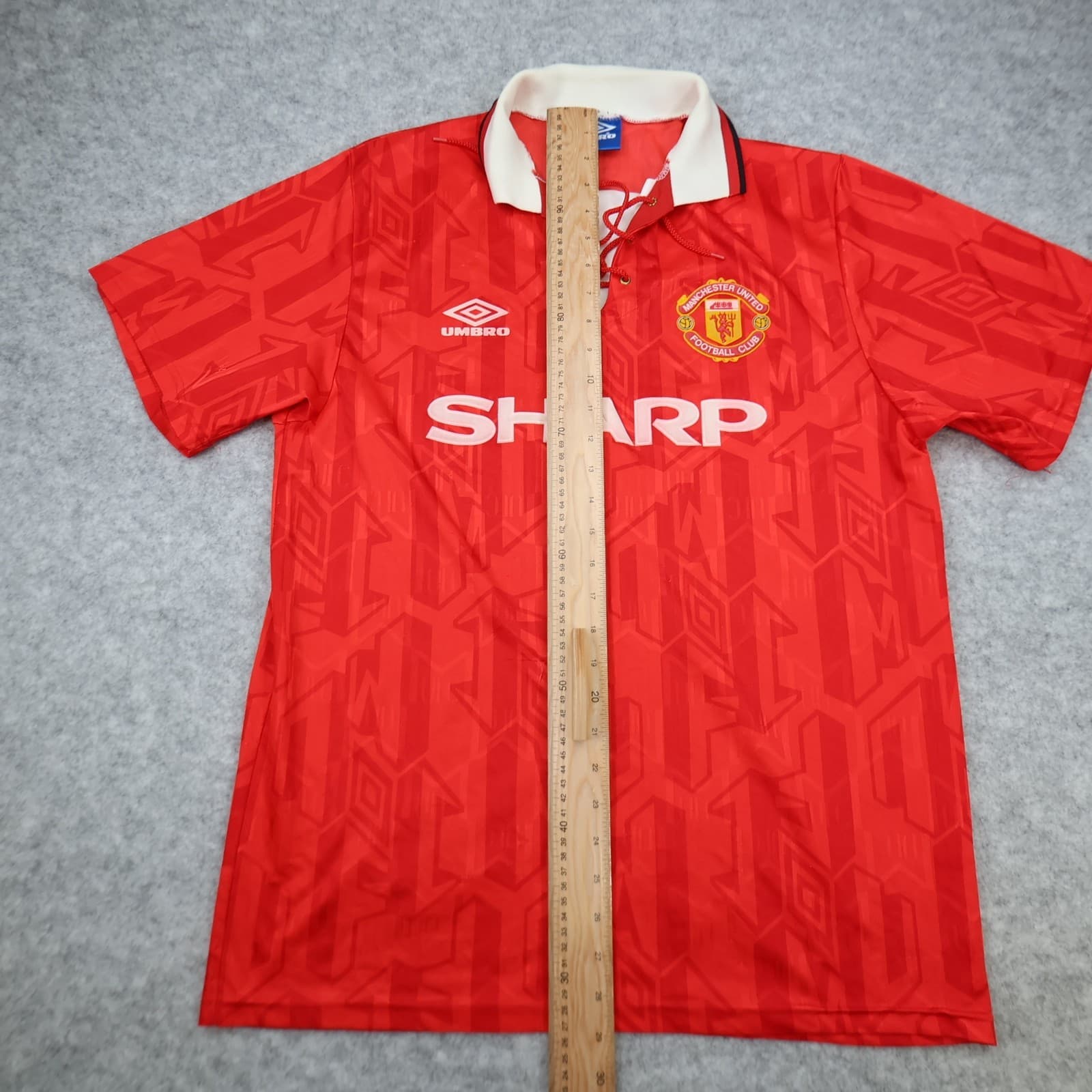 Vintage Manchester United Shirt Large Red Home Kit 1992 1994 Umbro Jersey photo 12