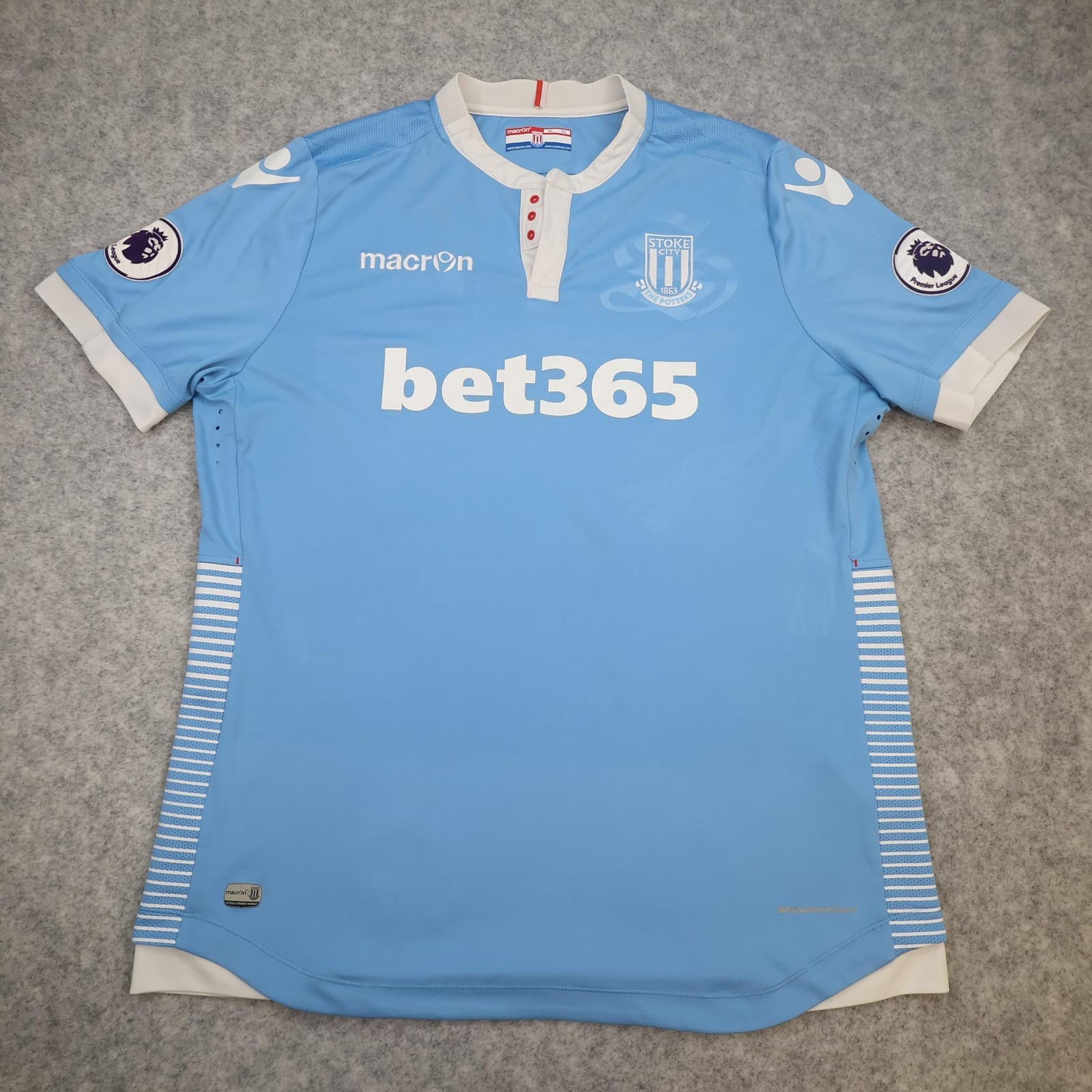 Stoke City Away Shirt 2XL Blue 2017 2018 EPL Soccer Macron Shaqiri 22 Jersey photo 2