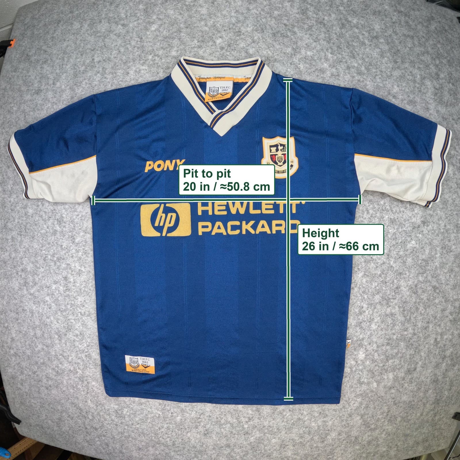 Tottenham Hotspur Football Shirt Small Blue Away 1997 1998 PONY Soccer Jersey photo 2