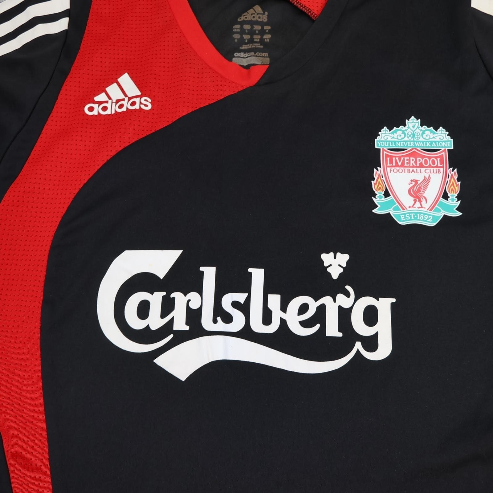 Liverpool Training Shirt Mens Large Black Football Adidas Carlsberg 2007 2008 photo 3