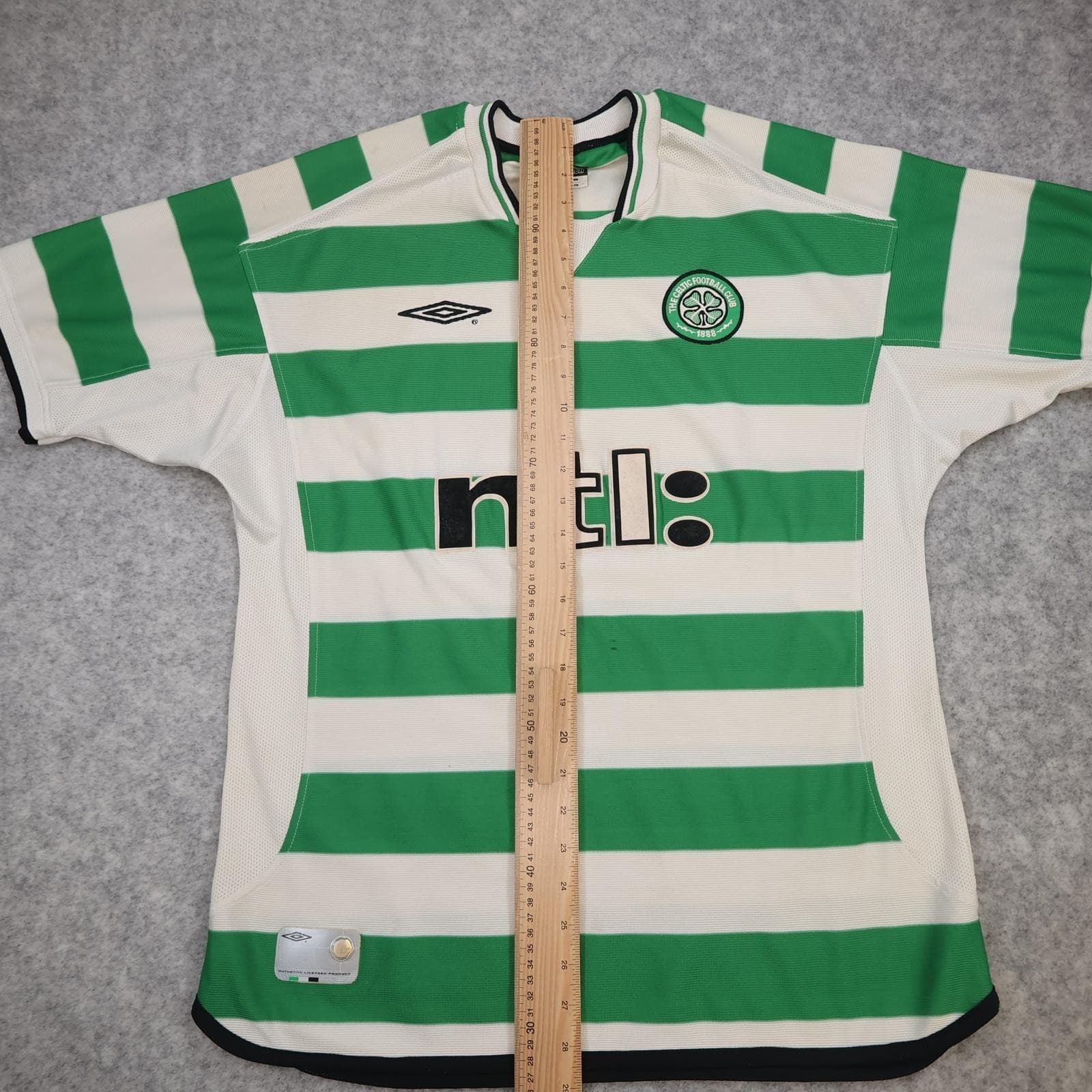Vintage Celtic Shirt Mens Large Green White Home Football Umbro 2001 2003 Ntl: photo 12