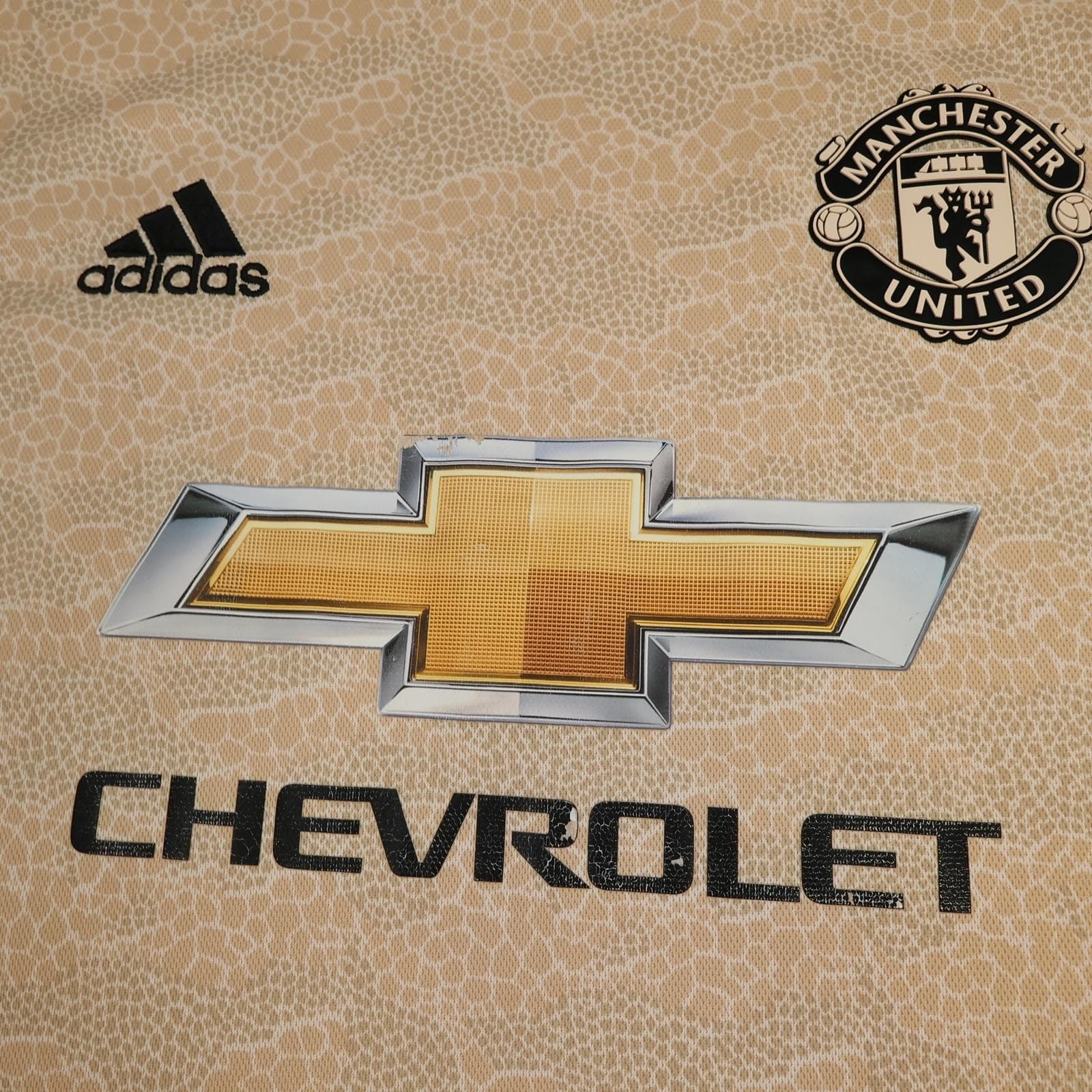 Manchester United Away Shirt Mens XL Beige 2019 2020 Soccer Adidas Jersey photo 3