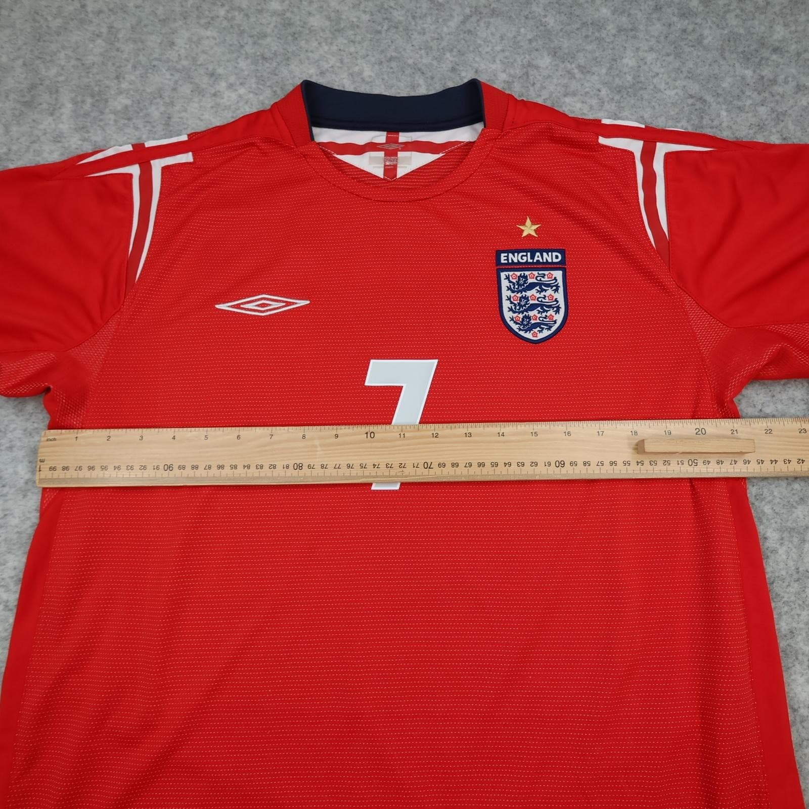Vintage England Away Shirt Mens XL Red 2004 2006 Football Umbro Beckham Jersey photo 13