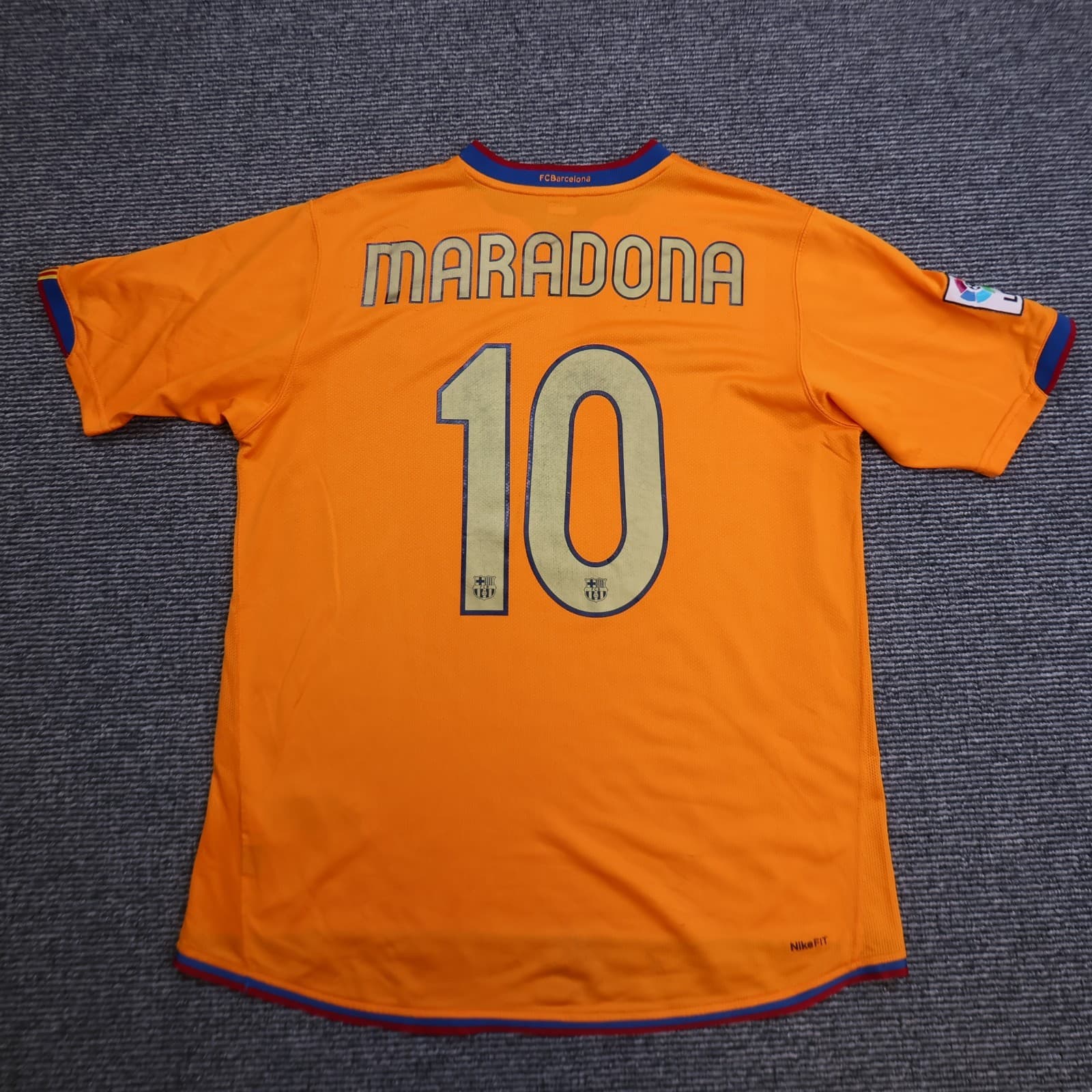 Barcelona Shirt Large Orange Away 2006 2008 Nike Football Diego Maradona Jersey