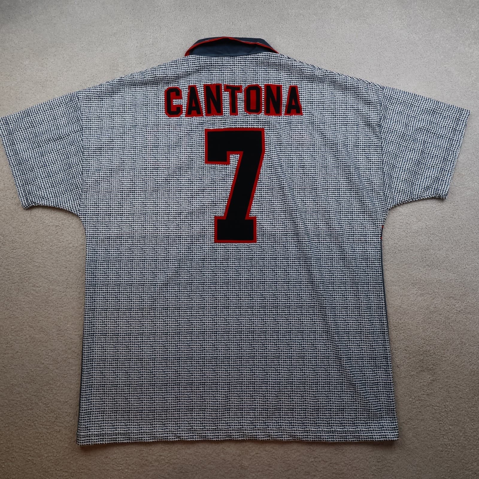 Vintage Manchester United Shirt Extra Large Grey Away 1995 1996 Jersey Cantona 7